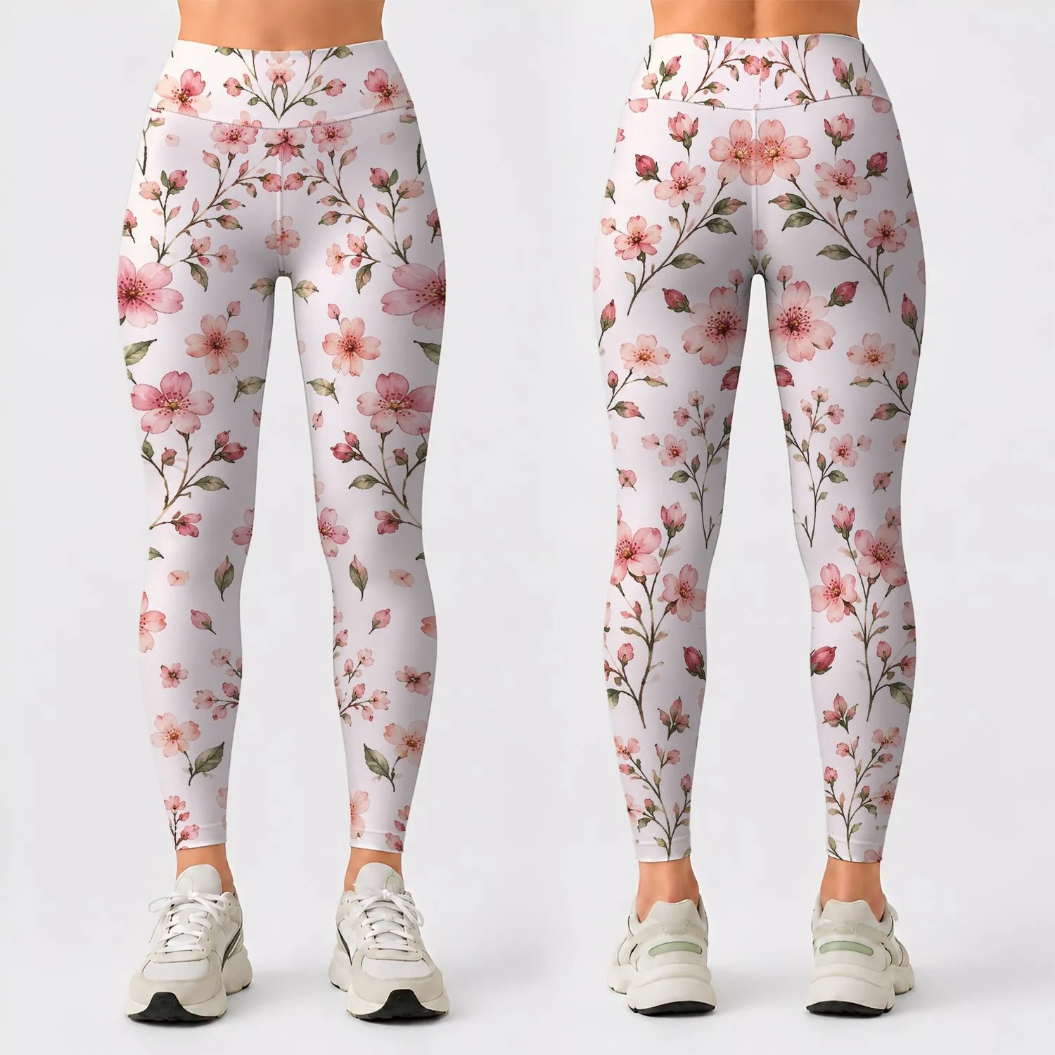 Blush Cherry Blossoms for Yoga Pilates and Everyday Spring Style Leggings - 1