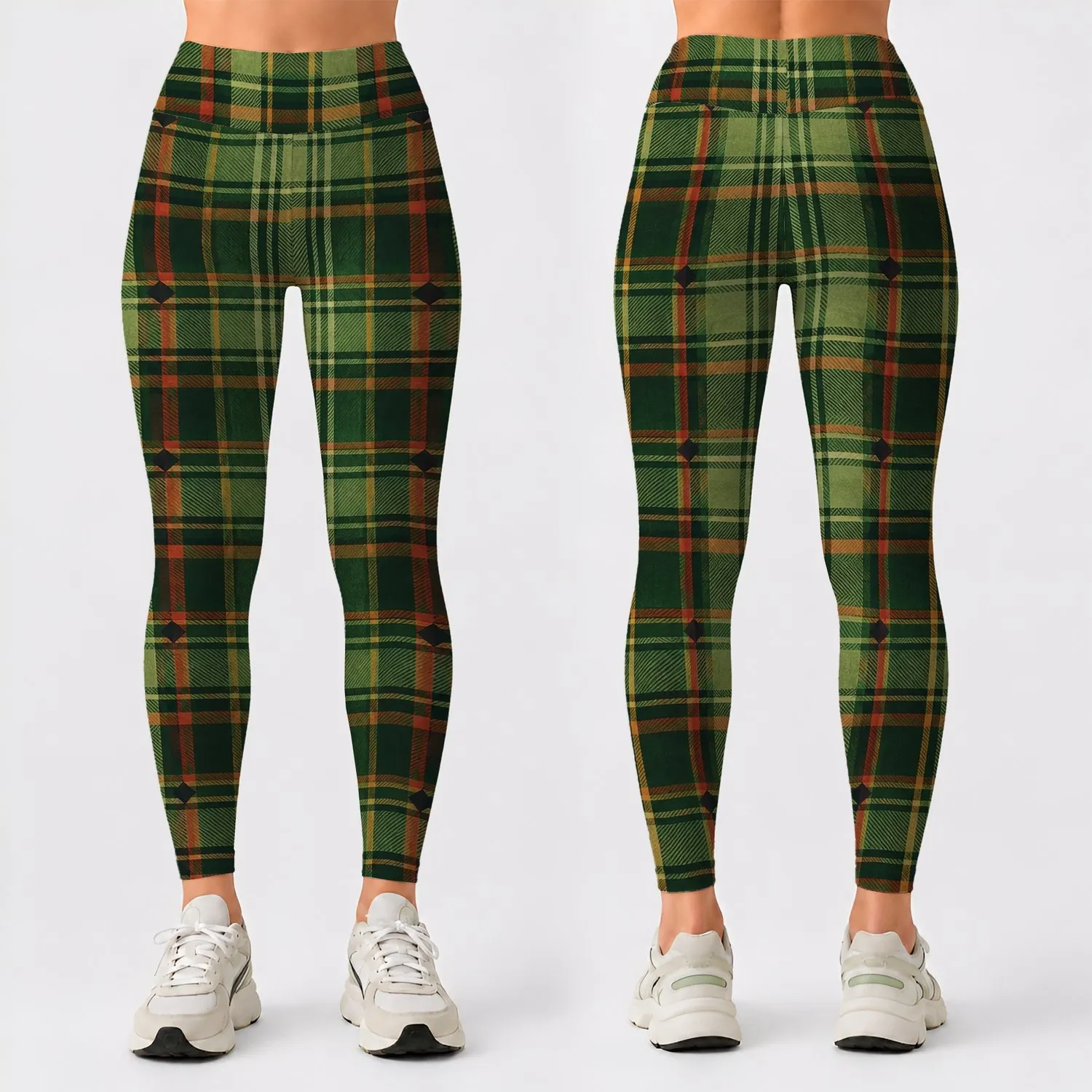 Evergreen Tartan Checks For Yoga, Pilates And Everyday City Outings Leggings - 1