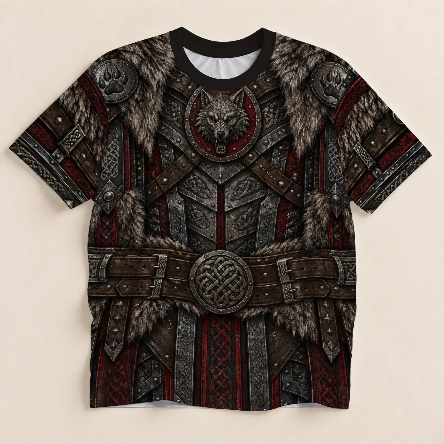 Viking Wolf Armor for Cosplay Events, Outdoor Adventures and Fantasy Conventions All-over Print Unisex T-shirt - 1