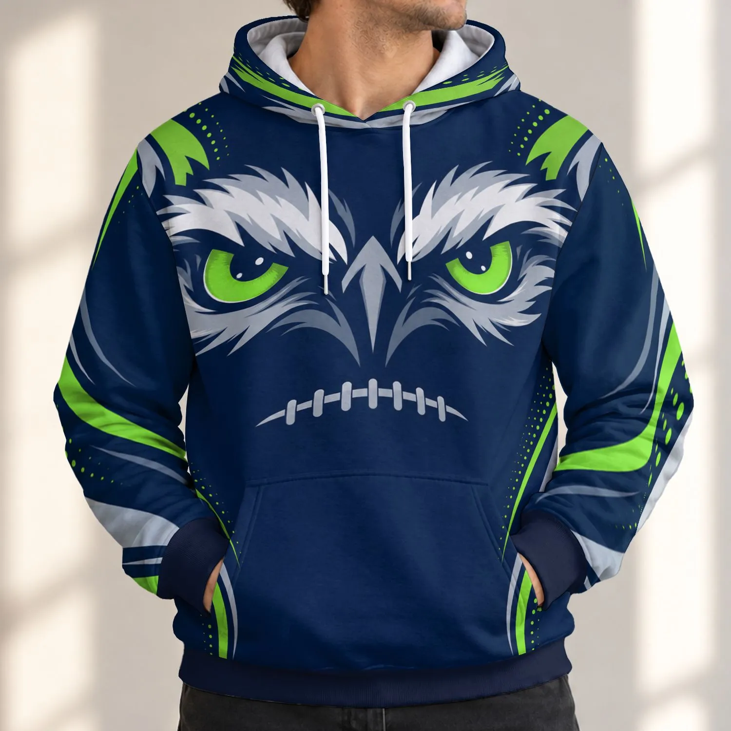 Eagle Eyes Football Season Game Day Style for Tailgate Fans and Casual Weekend Wear All-over Print Hoodie (Lightweight) - 1