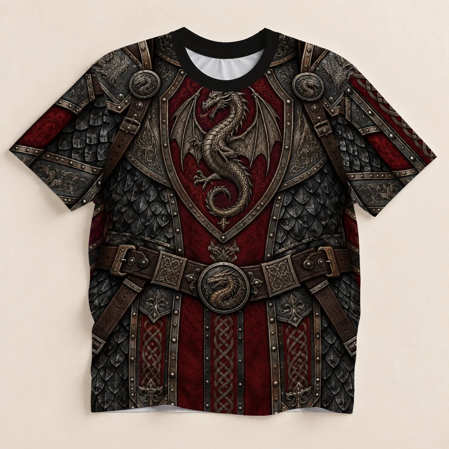 Dragon Knight Armor for Medieval Fantasy Events, Costume Parties and Cosplay Gatherings All-over Print Unisex T-shirt - 1
