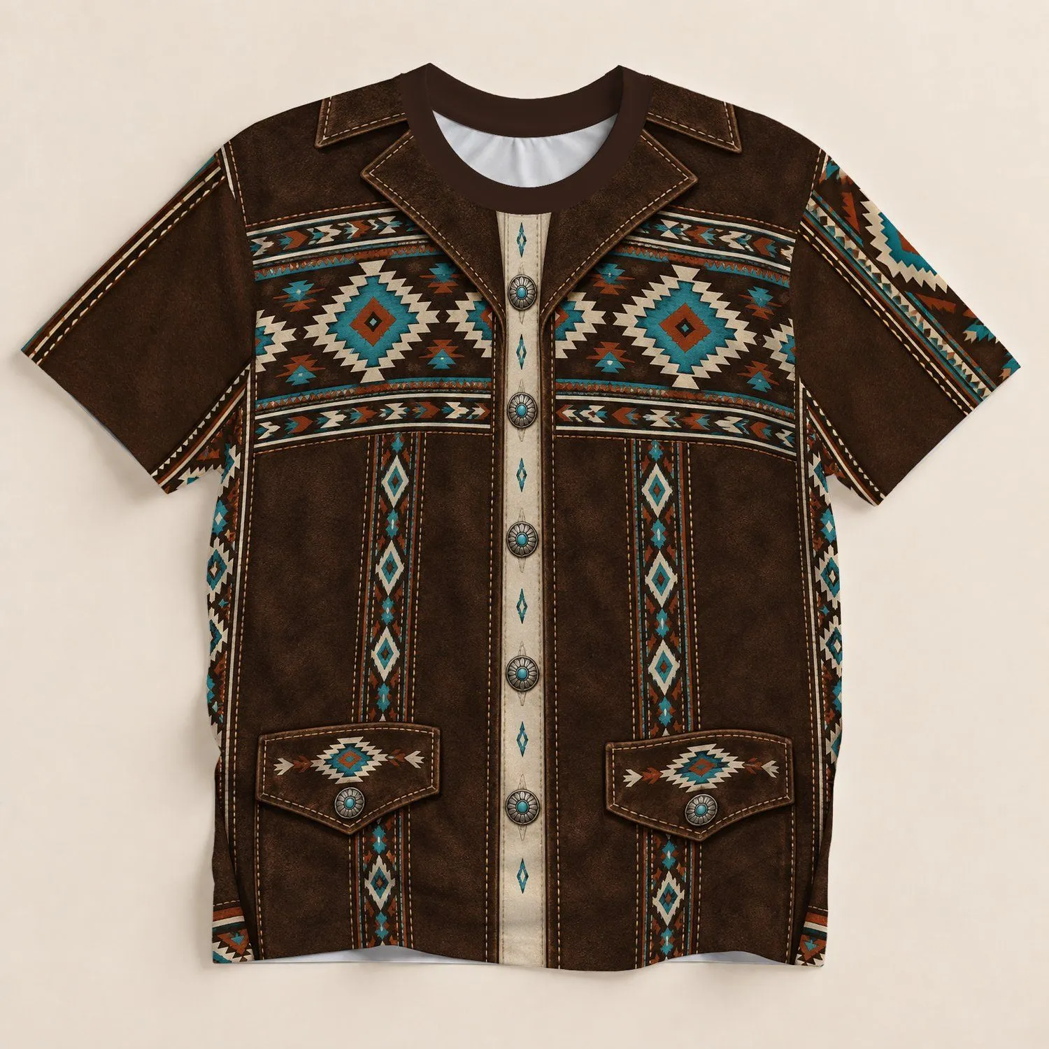 Southwestern Geometric Western Style for Ranch Days and Outdoor Adventures for Men All-over Print Unisex T-shirt - 1