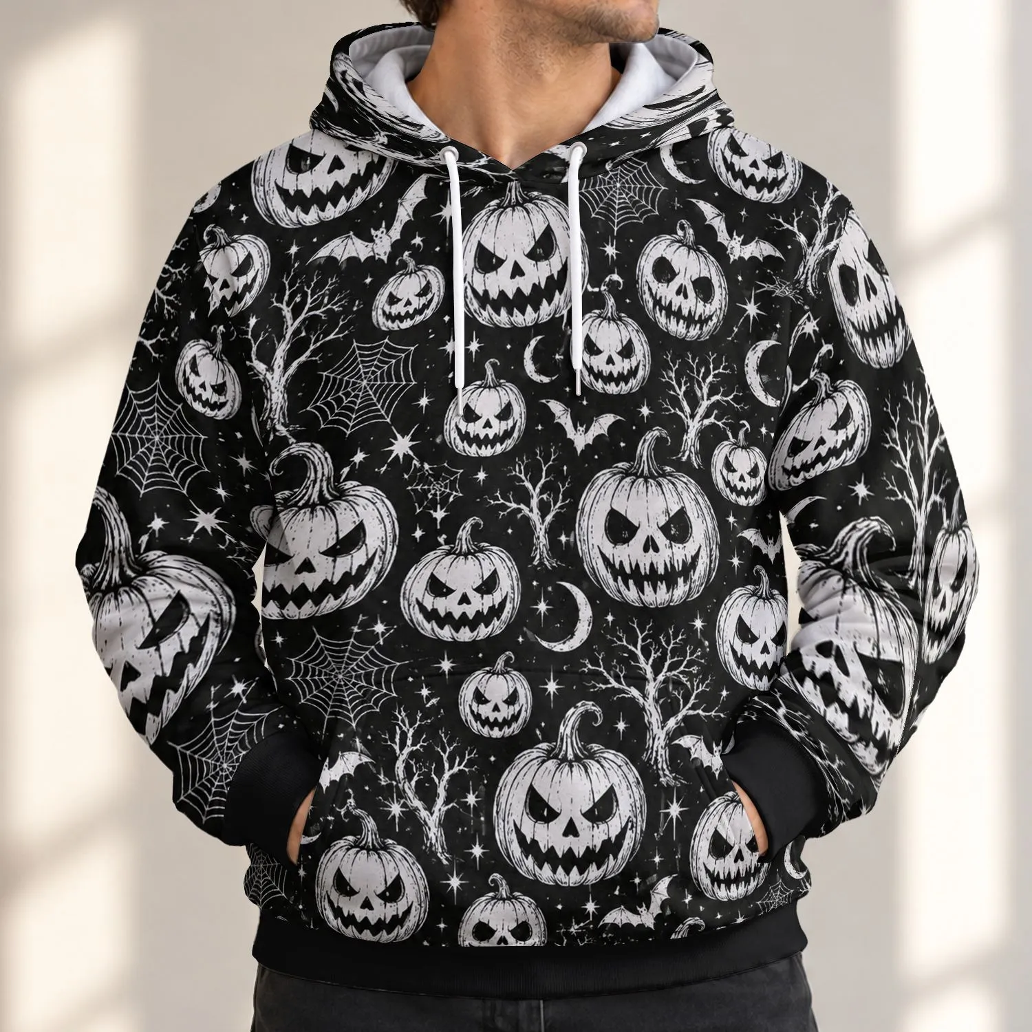 Creepy Pumpkin Skulls for Halloween Nights and Gothic Autumn Celebrations for Her All-over Print Hoodie (Lightweight) - 1