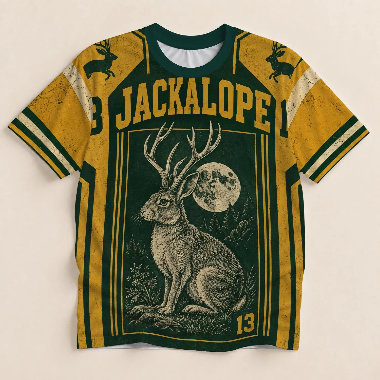 Gothic Jackalope and Moon for Folklore Parties, Retro Nights, and Fan Gatherings All-over Print Unisex T-shirt - 1