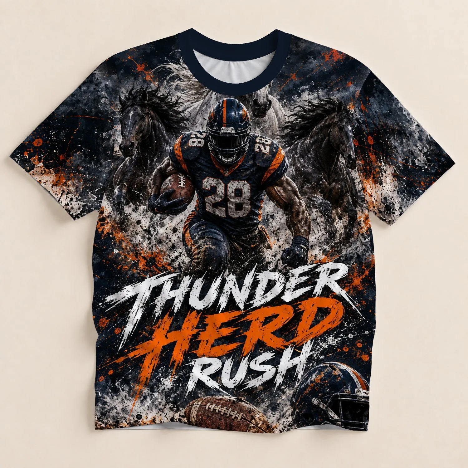 Galloping Horse Football Rush for Game Day Energy and Sports Fans All-over Print Unisex T-shirt - 1