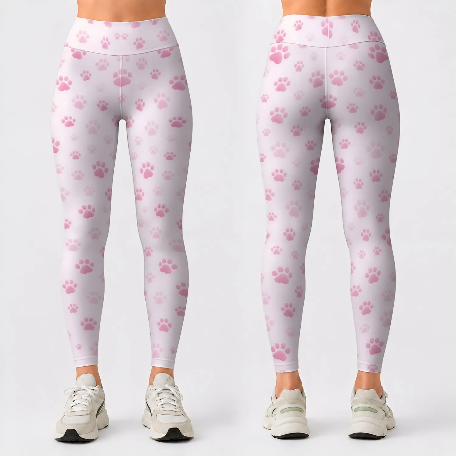 Tiny Pink Paw Prints for Yoga, Pilates, and Everyday Casual Wear for Pet Lovers Leggings - 1
