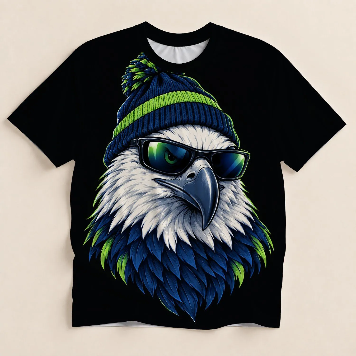 Bald Eagle Mascot With Knit Beanie And Sunglasses For School Spirit And Game Day Fans All-over Print Unisex T-shirt - 1