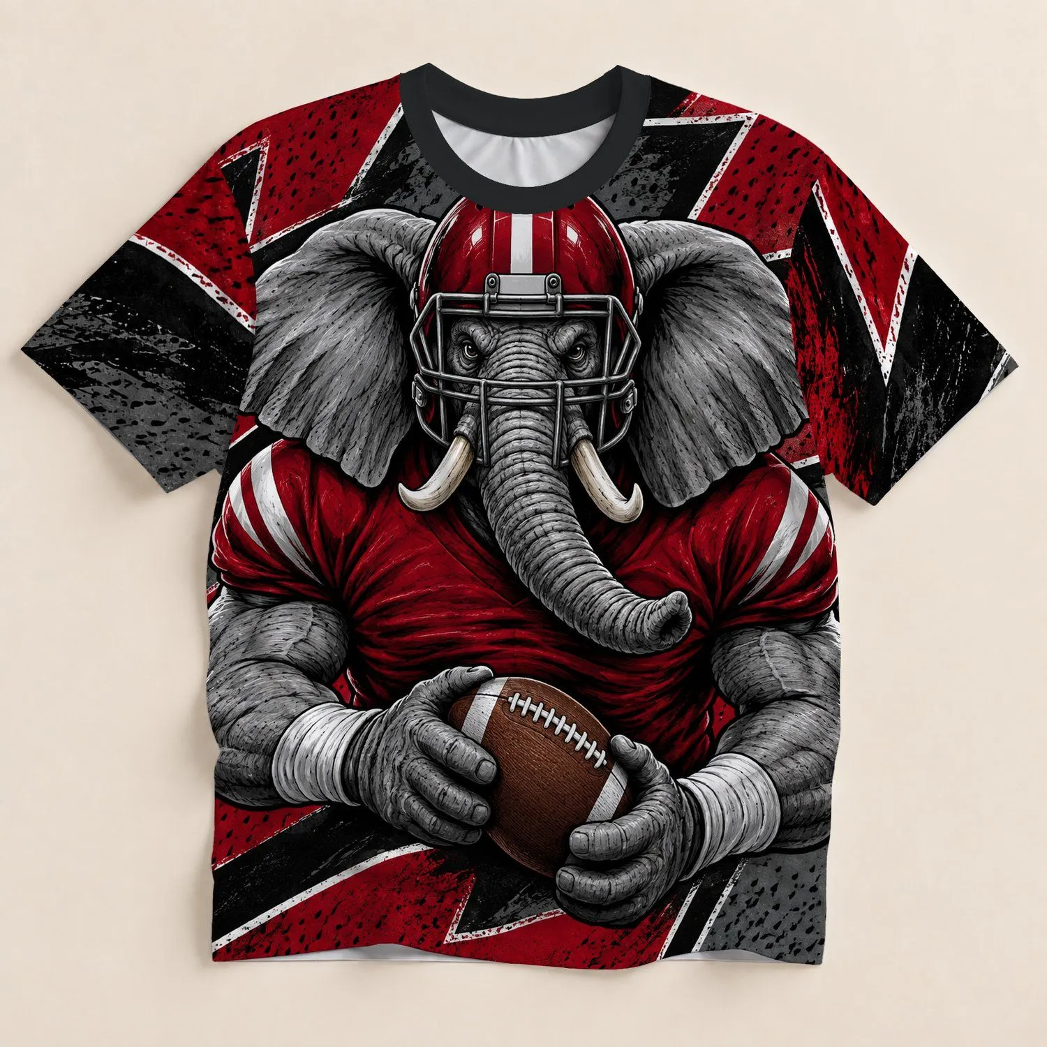 Elephant Football Athlete Red And Gray Sports Style For Game Day Fans All-over Print Unisex T-shirt - 1