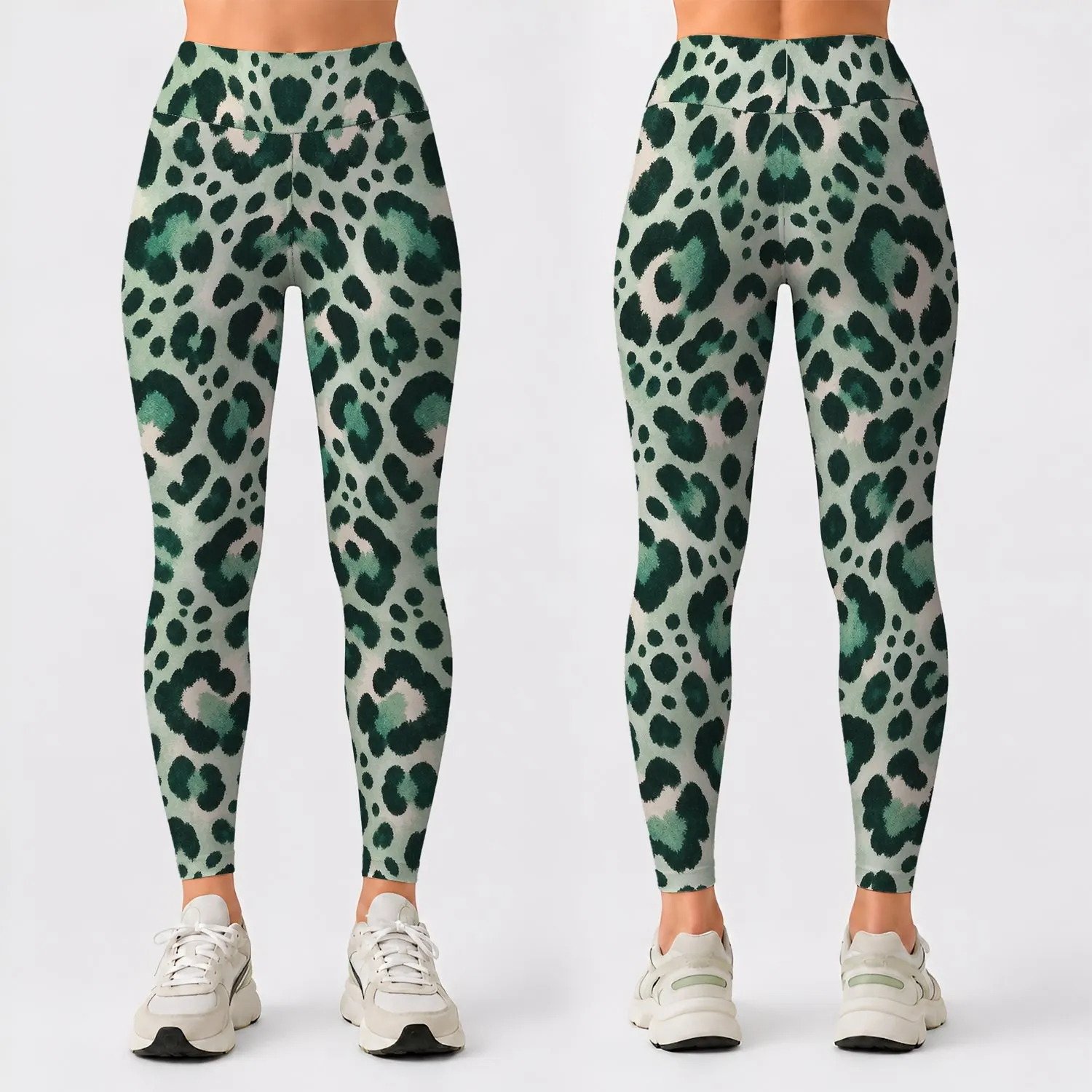 Emerald Green Leopard Spots for Pilates, Gym Training and Everyday Activewear for Women Leggings - 1
