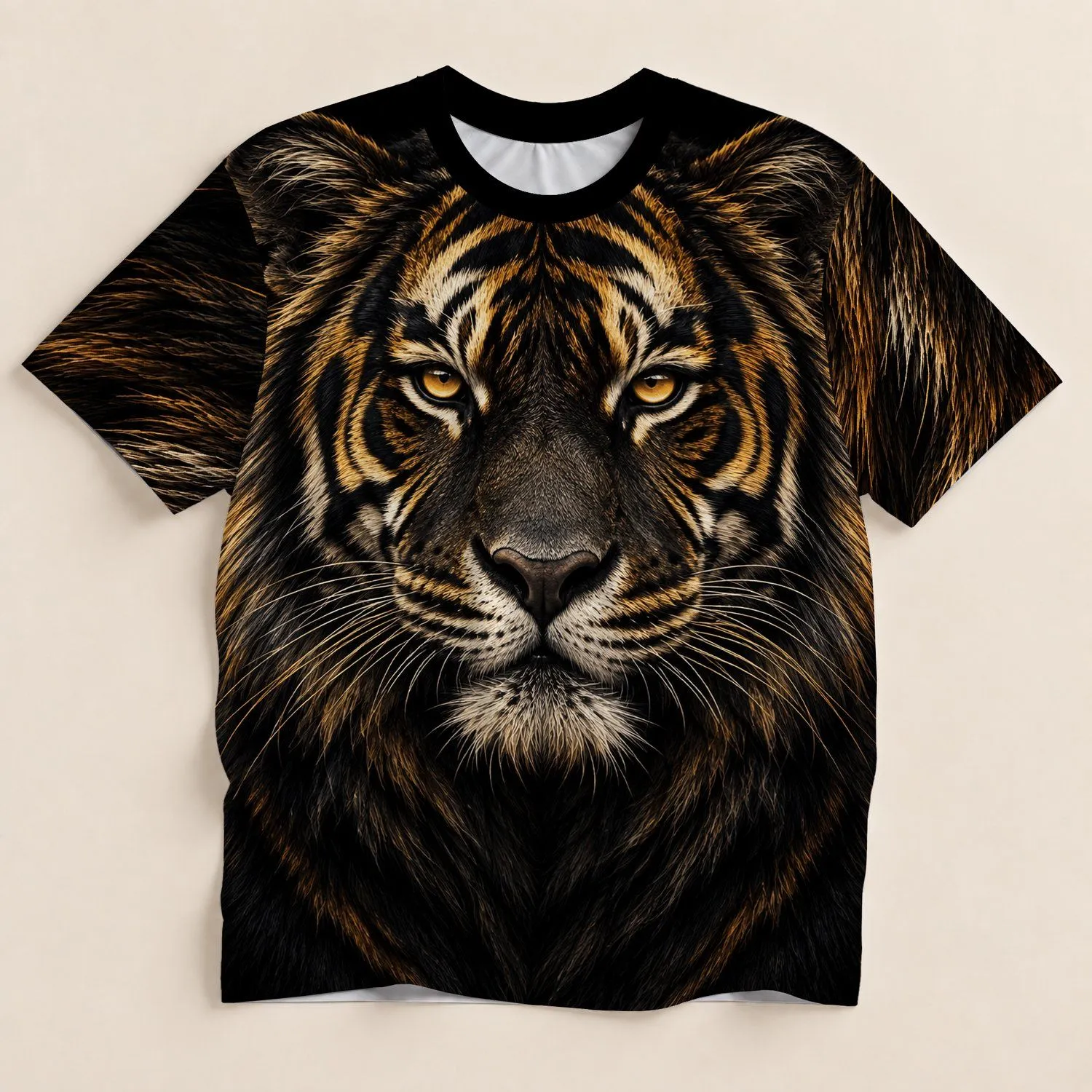 Golden-Eyed Tiger Portrait for Bold Outdoor Adventures and Wildlife Lovers All-over Print Unisex T-shirt - 1