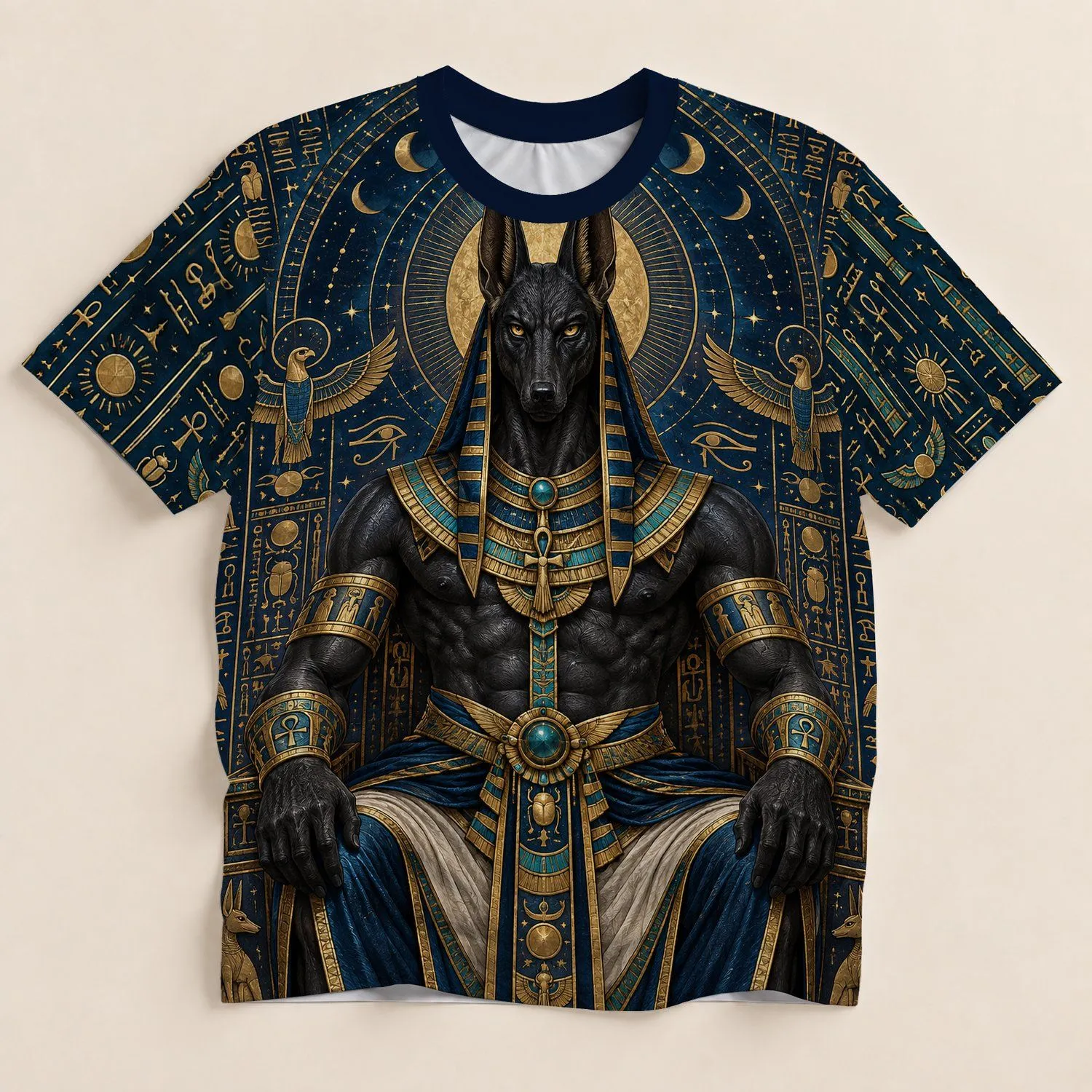 Jackal-Headed Egyptian Deity for Halloween, Cosplay, and Everyday Wear All-over Print Unisex T-shirt - 1