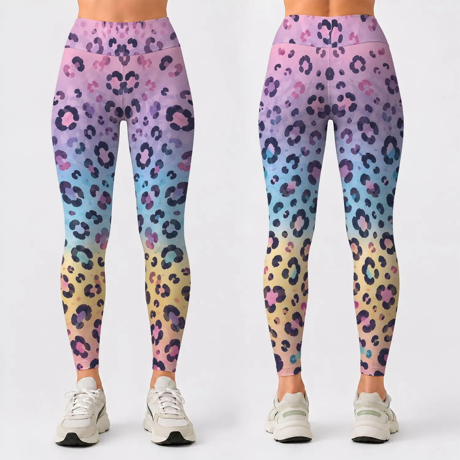 Pastel Leopard Spots With Ombre Color for Yoga, Gym Training and Outdoor Runs for Her Leggings - 1