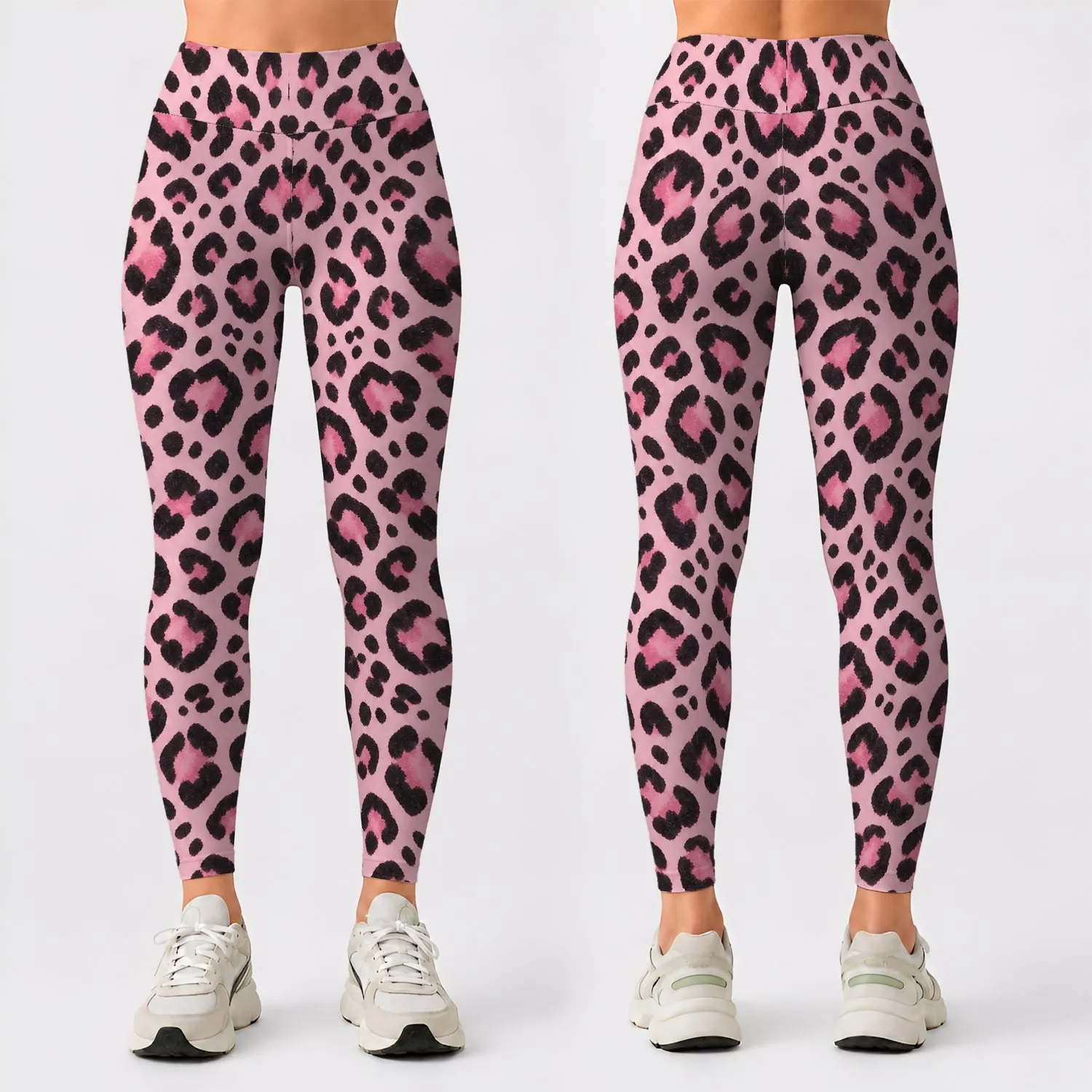 Soft Pink Leopard Spots for Yoga, Pilates, and Chic Everyday Active Style for Her Leggings - 1