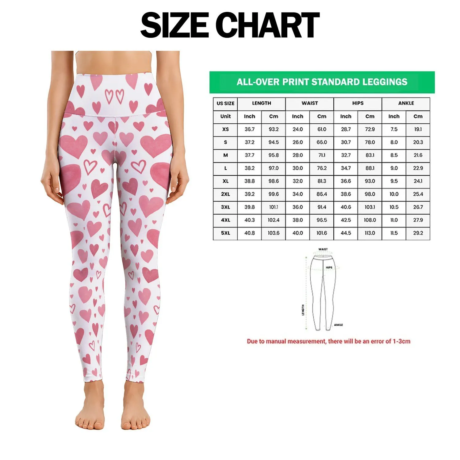Soft Pink Hearts for Yoga, Pilates, and Sweet Everyday Activewear Style for Women Leggings - 1