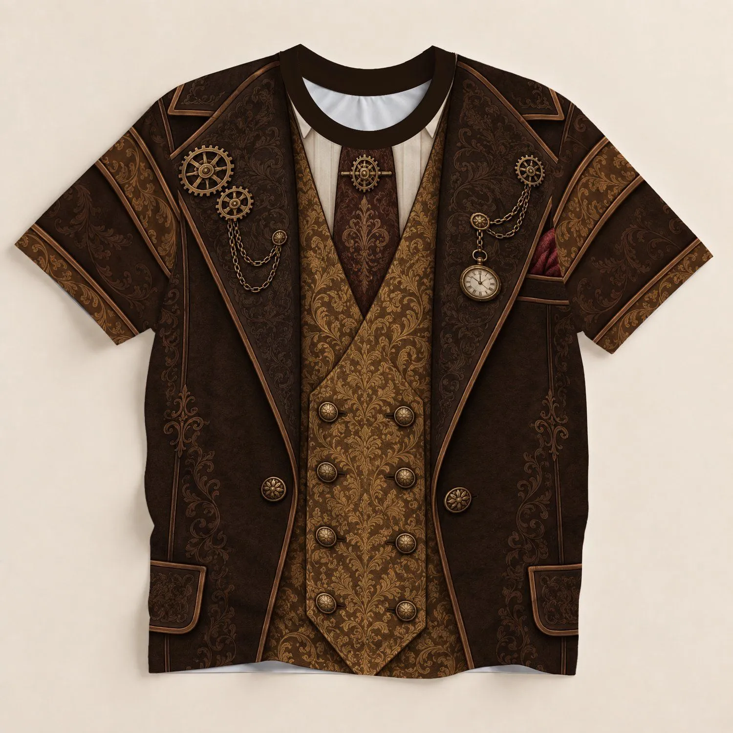 Steampunk Victorian Waistcoat And Gear Details For Cosplay Events And Vintage Gatherings All-over Print Unisex T-shirt - 1