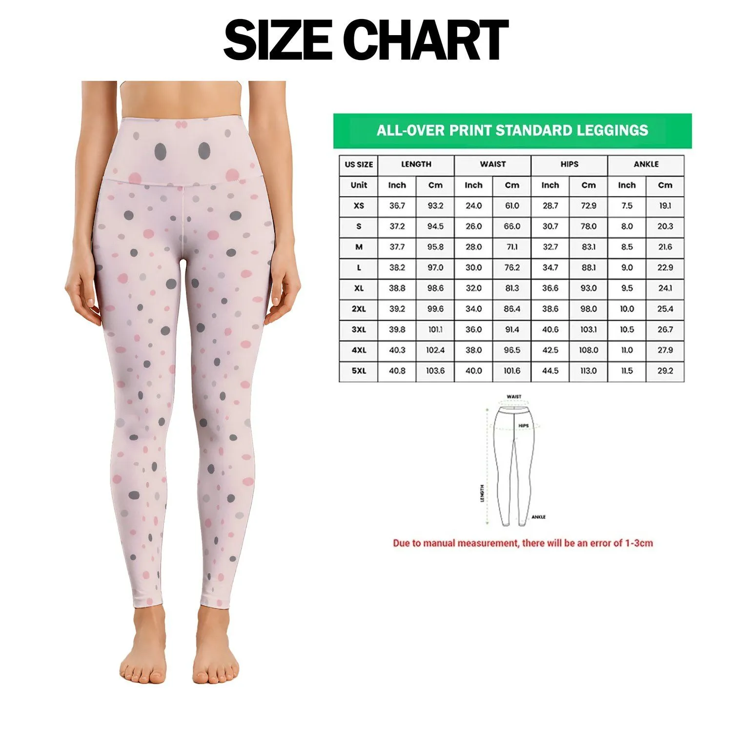 Soft Pink Polka Dots for Yoga, Pilates and Relaxed Everyday Wear Leggings - 1
