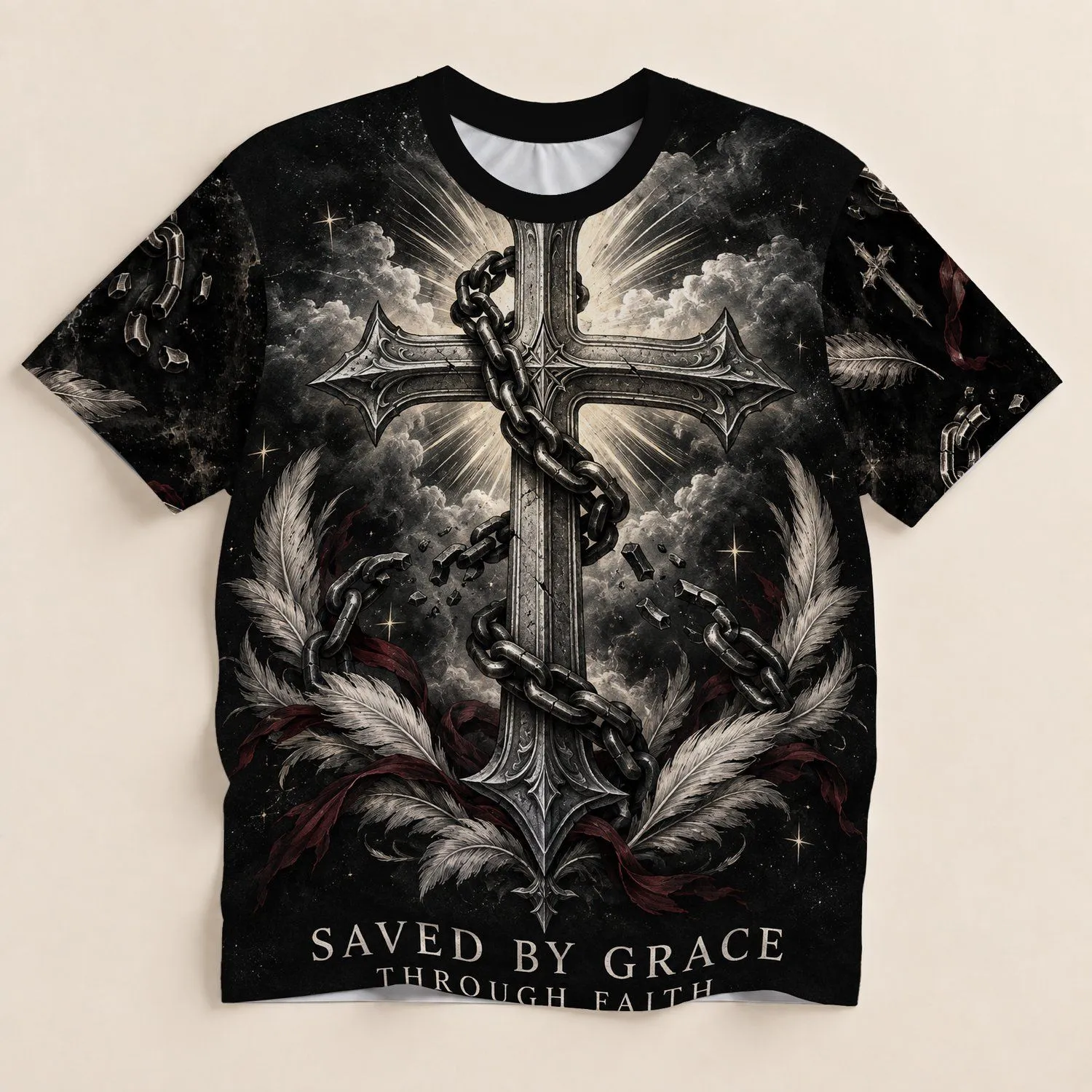 Faithful Cross of Grace for Worship, Church, and Everyday Christian Encouragement All-over Print Unisex T-shirt - 1