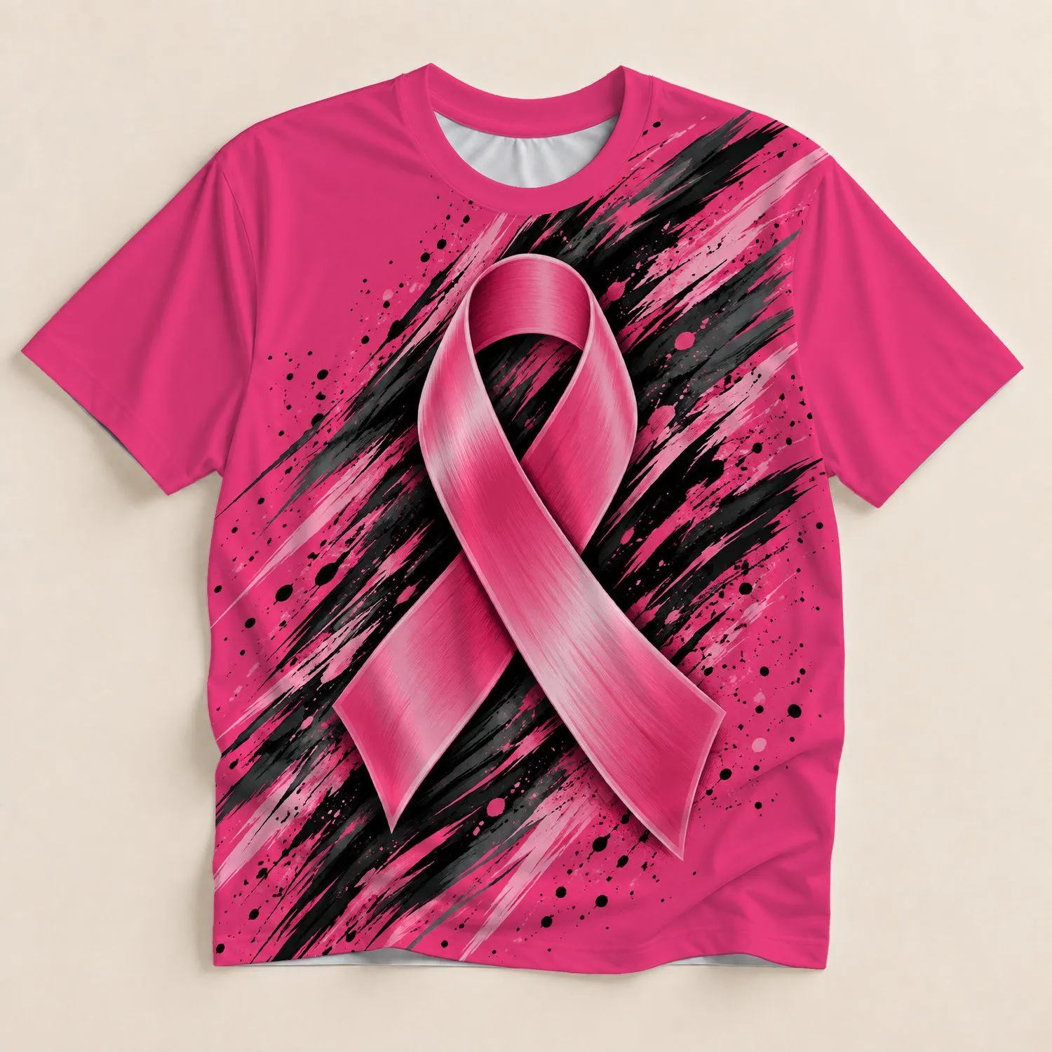 Pink Awareness Ribbon for Breast Cancer Support and Community Events for Men and Families All-over Print Unisex T-shirt - 1