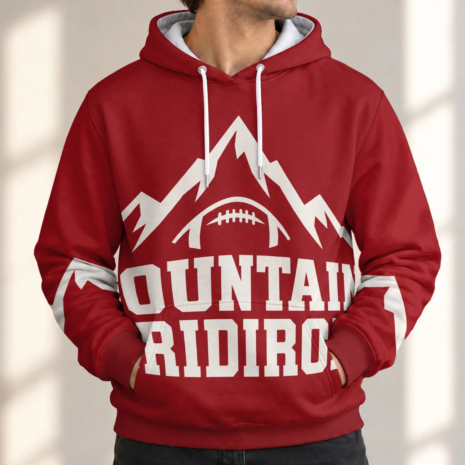 Mountain Football Peaks for Game Day, Outdoor Weekends and Casual Everyday Wear All-over Print Hoodie (Lightweight) - 1