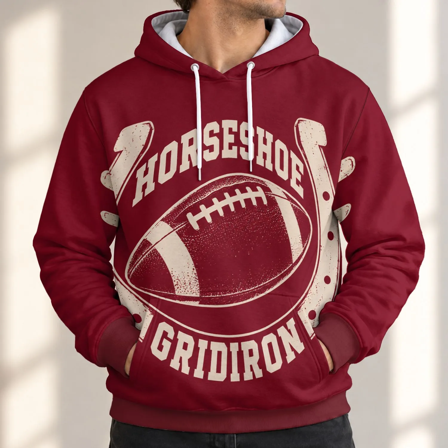 Horseshoe Football Emblem for Game Day and Casual Weekend Wear for Football Fans All-over Print Hoodie (Lightweight) - 1