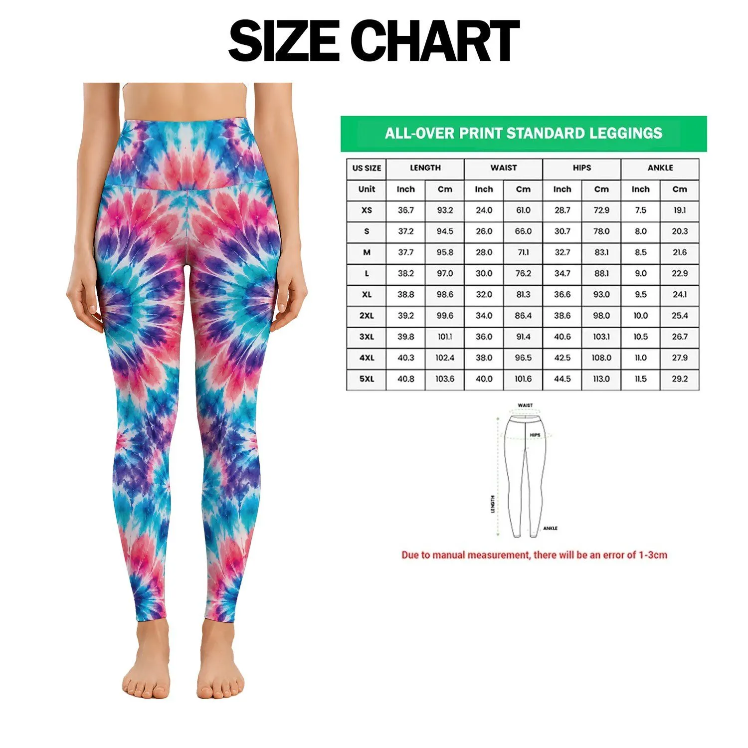 Vibrant Tie Dye Floral Bursts for Yoga, Pilates and Everyday Activewear Leggings - 1