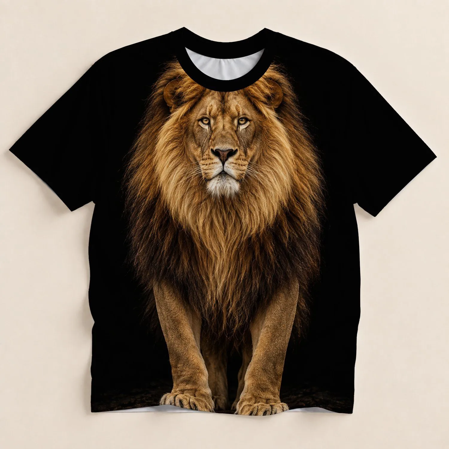 Golden Lion Portrait for Bold Streetwear and Everyday Summer Adventures All-over Print Unisex T-shirt - 1