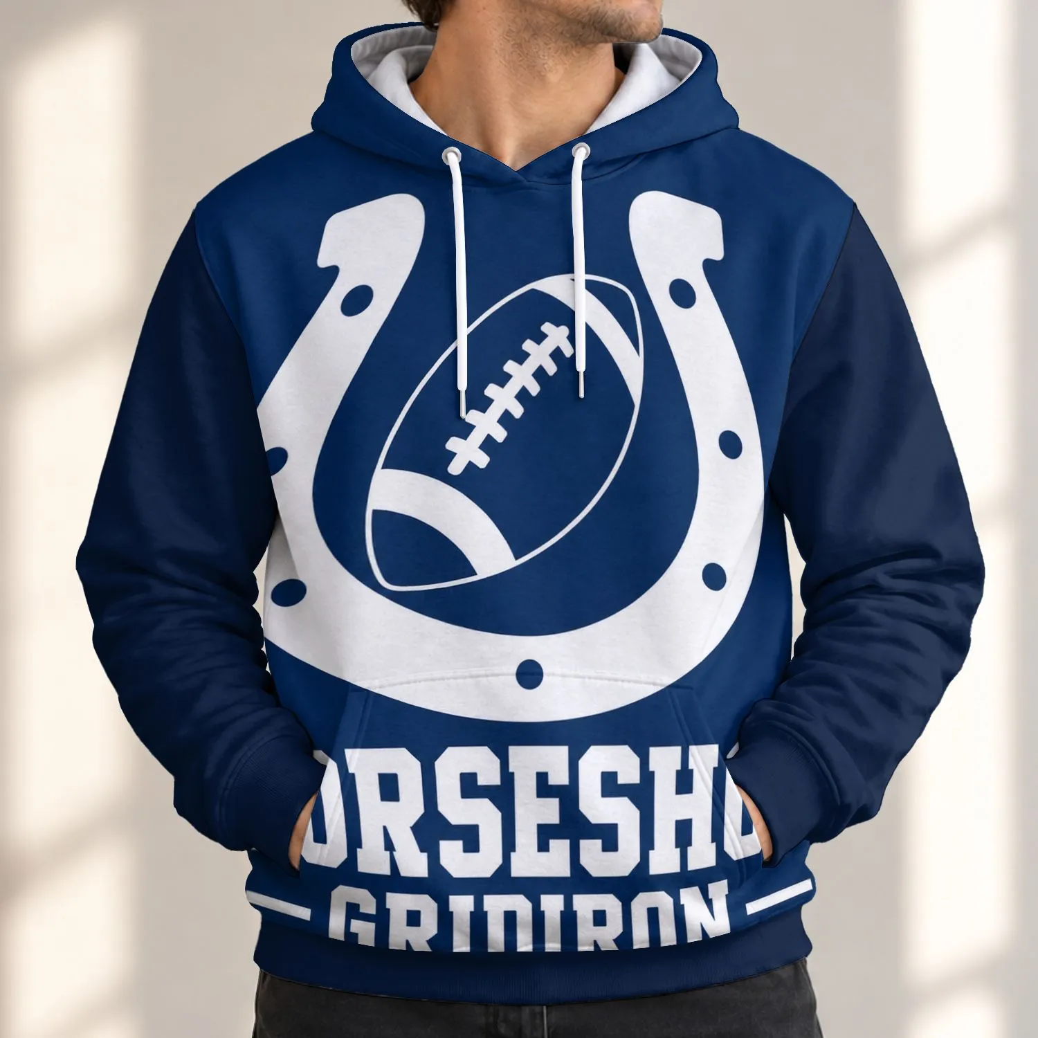 Horseshoe Football Emblem for Game Day and Casual Wear All-over Print Hoodie (Lightweight) - 1