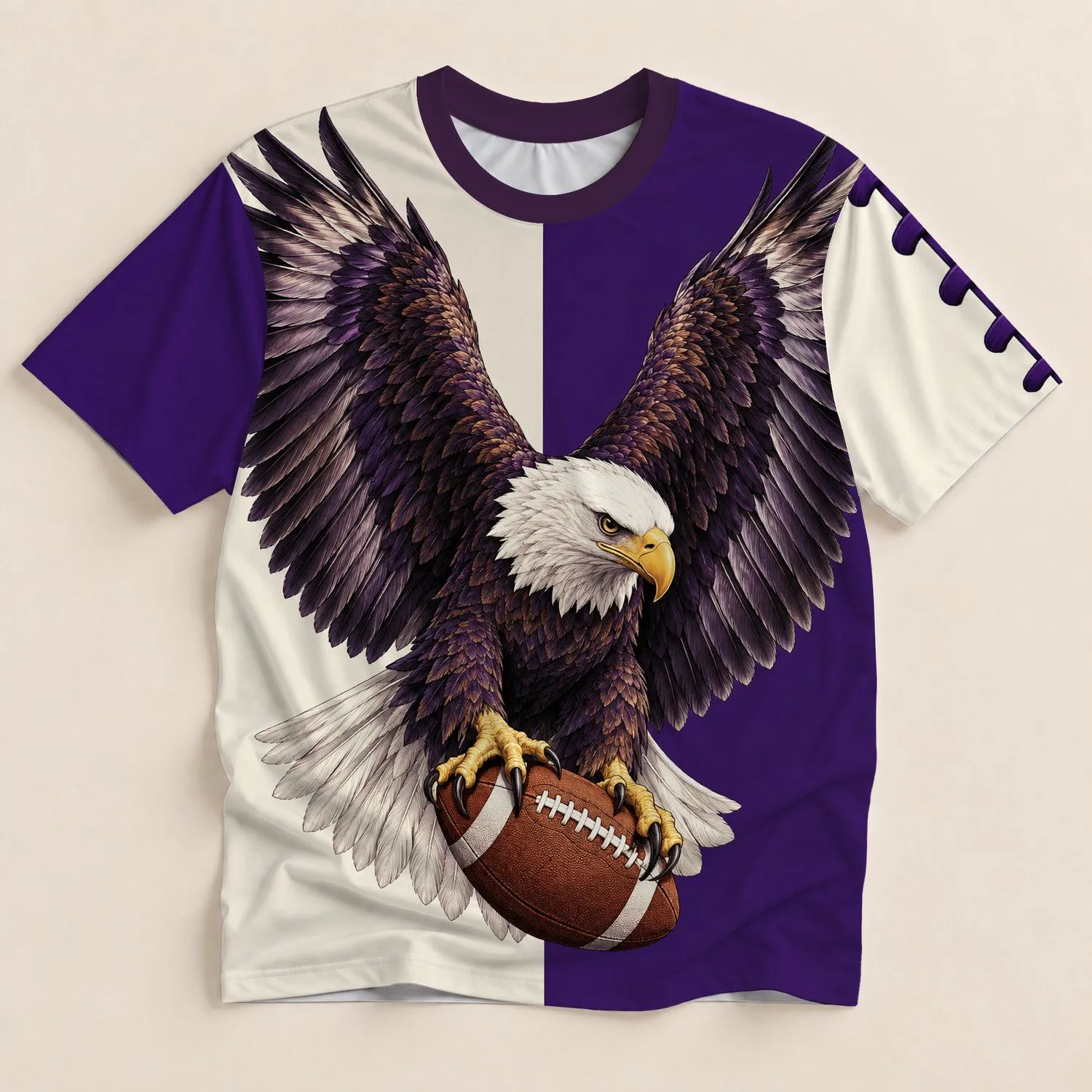 Bald Eagle Gripping Football for Game Day Tailgates and American Football Fans All-over Print Unisex T-shirt - 1