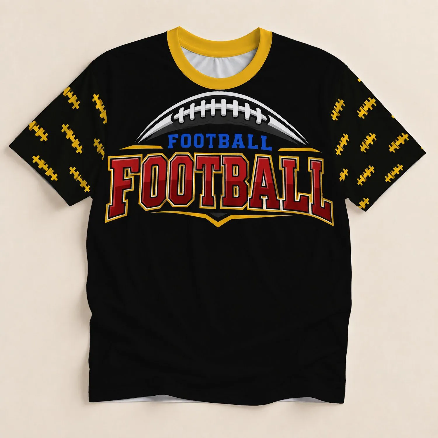 Football Crest With Red Lettering for Game Day, Tailgates, and Sports Fans All-over Print Unisex T-shirt - 1
