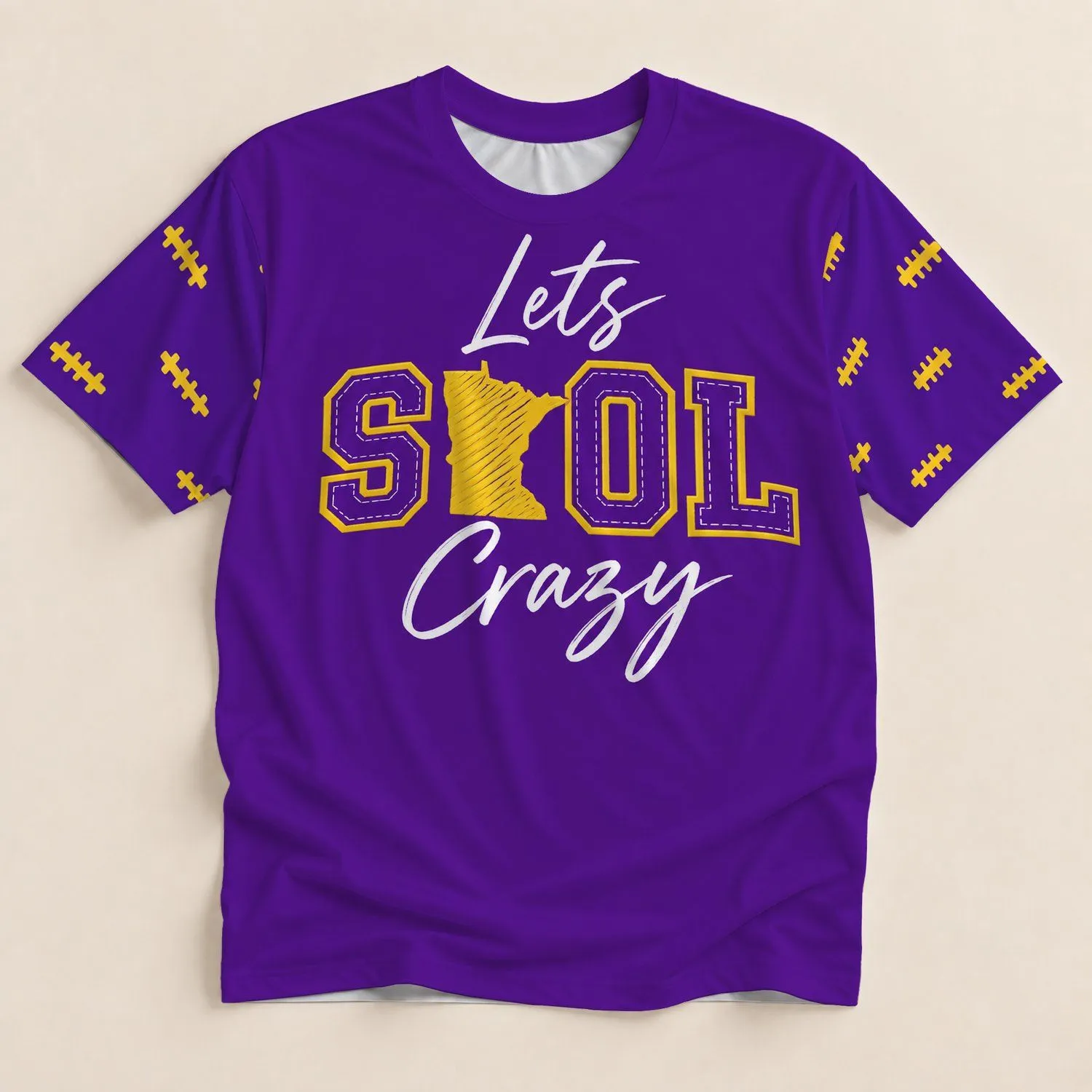 Violet Football Lace Detail for Game Day Style and Spirited Fan Wear All-over Print Unisex T-shirt - 1