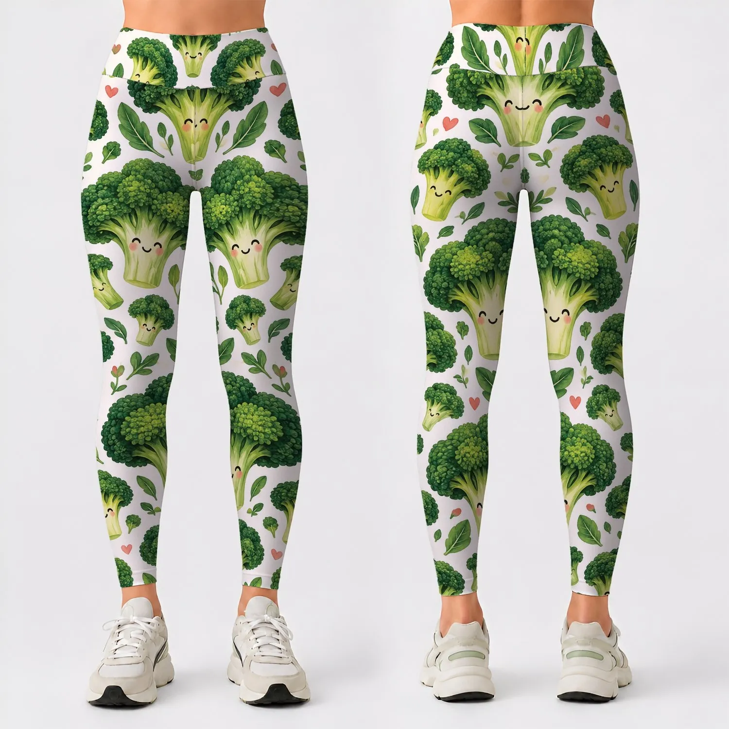 Cute Broccoli Vegetables for Yoga, Pilates, Gym Sessions and Everyday Activewear Leggings - 1