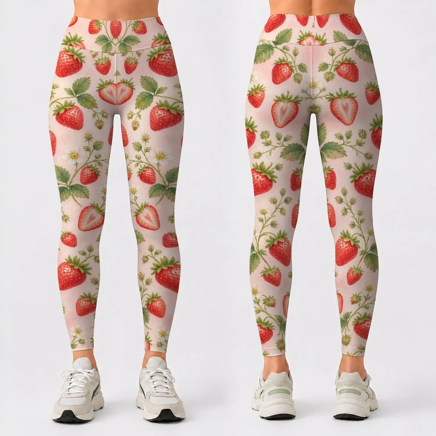 Fresh Strawberry Scatter for Yoga, Pilates and Everyday Summer Outings Leggings - 1