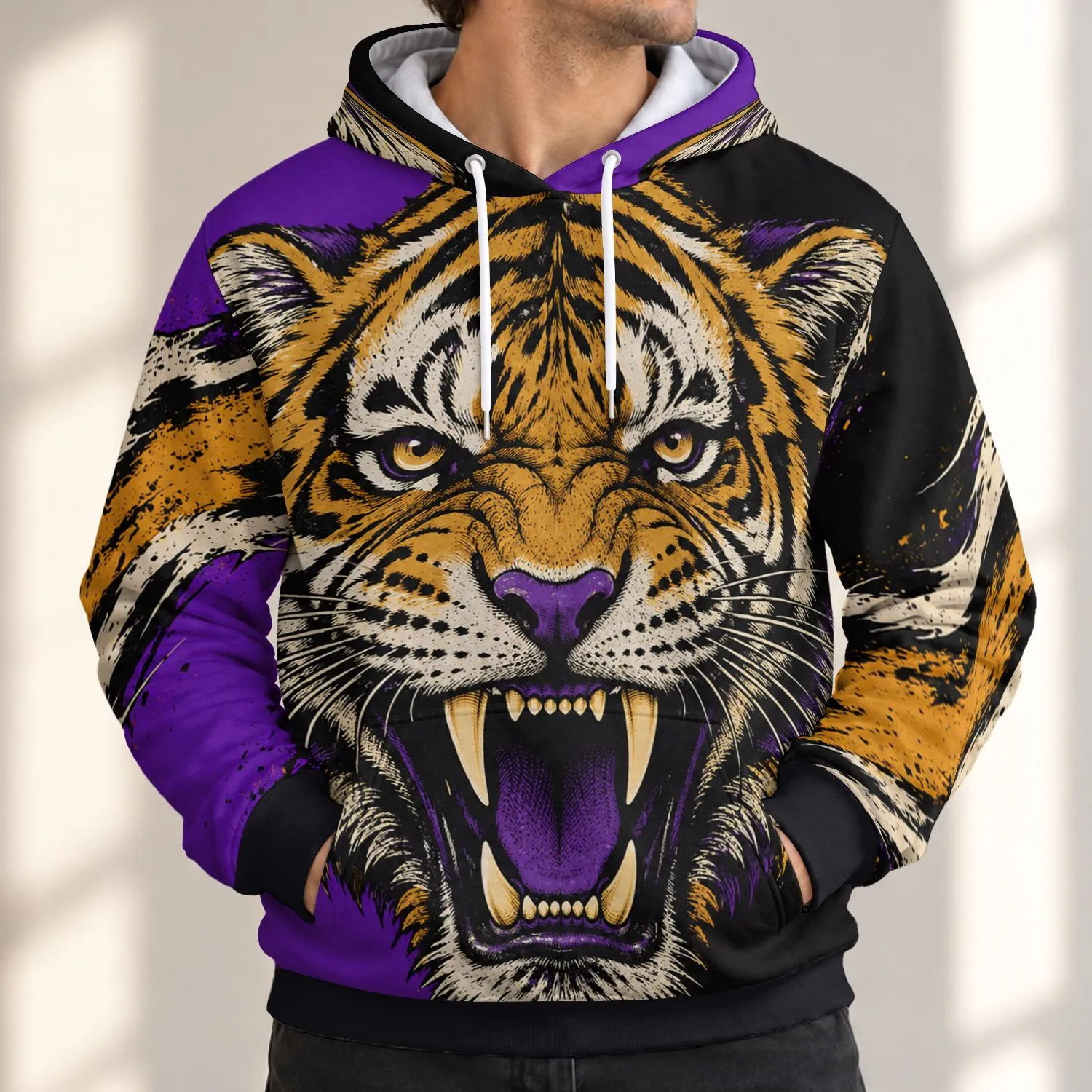 Roaring Tiger Head Heritage Artwork For Game Day And Everyday Wear All-over Print Hoodie (Lightweight) - 1