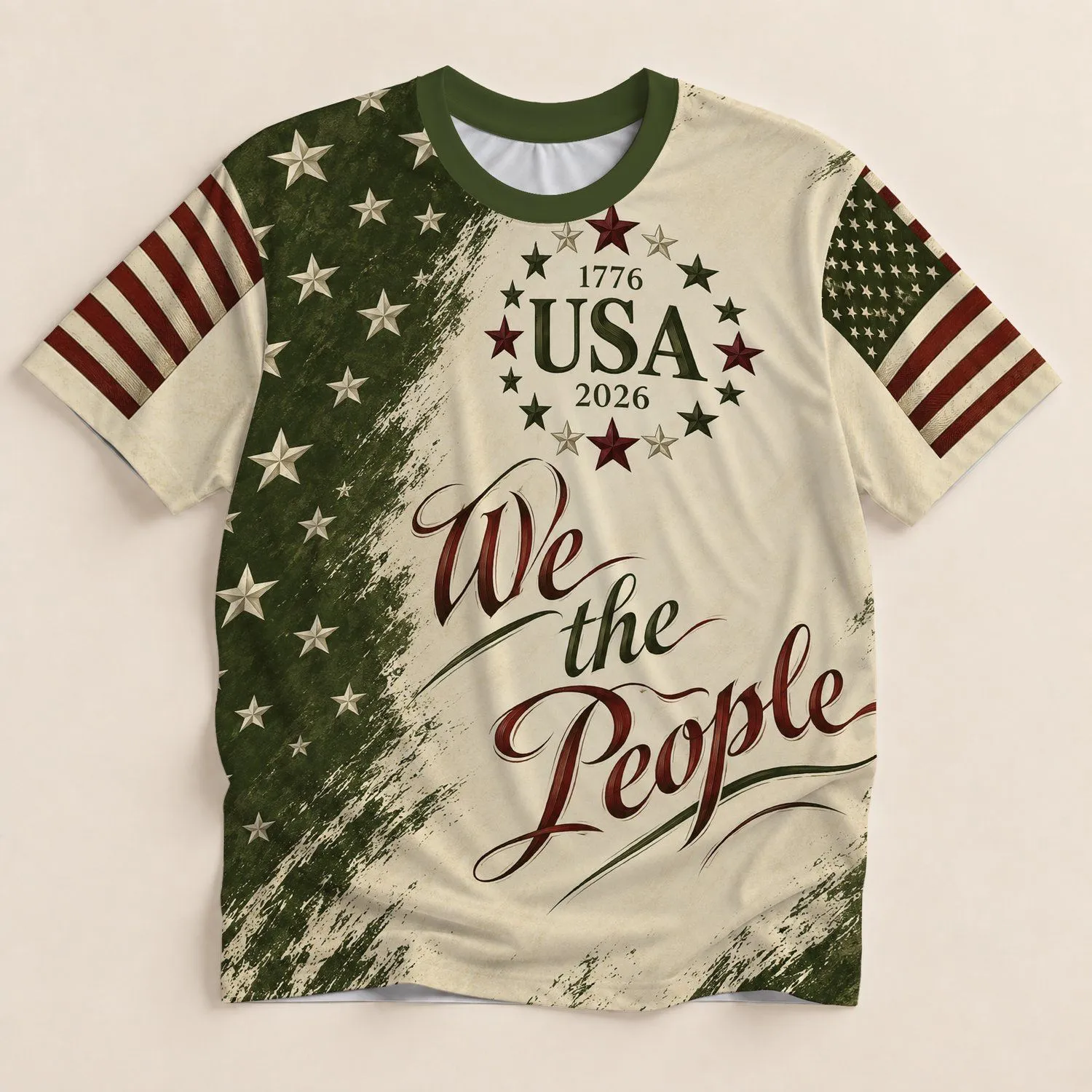 Patriotic Stars and Liberty Lettering for Independence Day and Everyday Americana All-over Print Unisex T-shirt - 1
