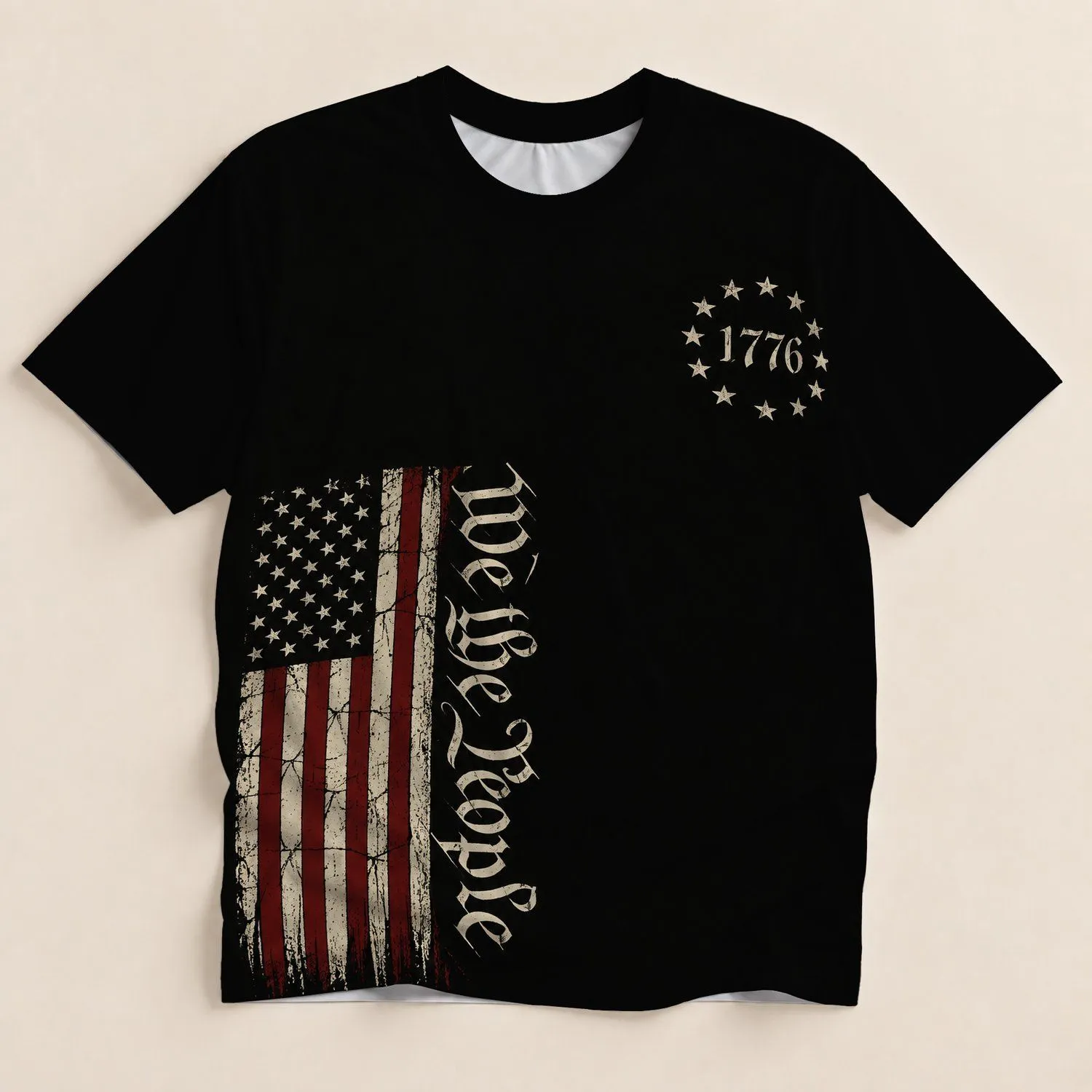 Distressed Eagle and Flag Heritage Art for Independence Day and Weekend Wear All-over Print Unisex T-shirt - 1