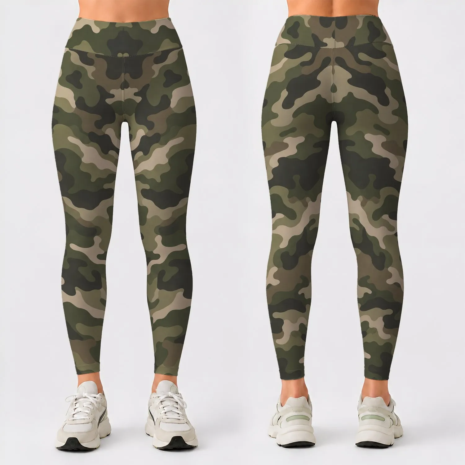 Olive Woodland Camo for Yoga, Pilates, Gym Training and Everyday Activewear Outings Leggings - 1