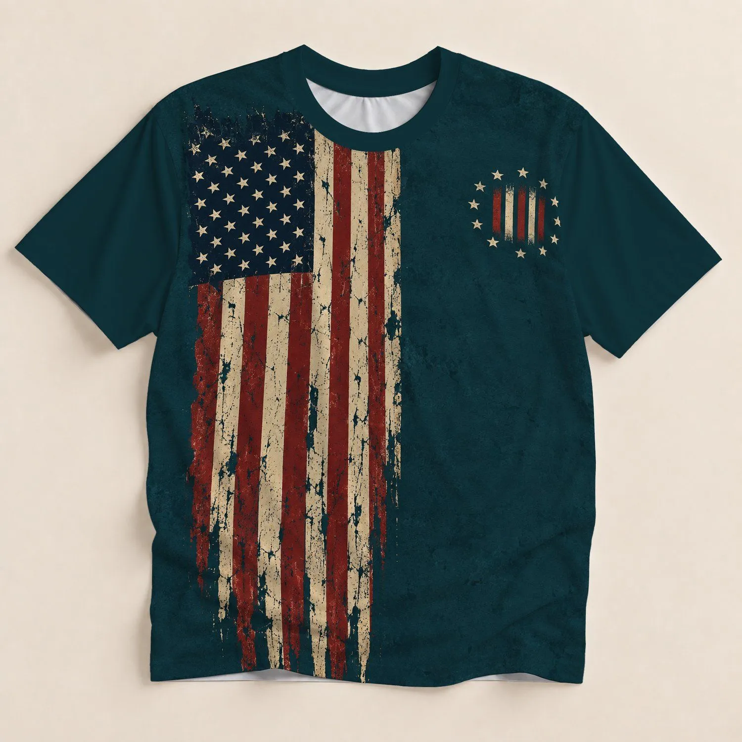 Vintage American Flag Vertical Stripes for Patriotic Weekends and Casual Everyday Style All-over Print Unisex T-shirt - 1