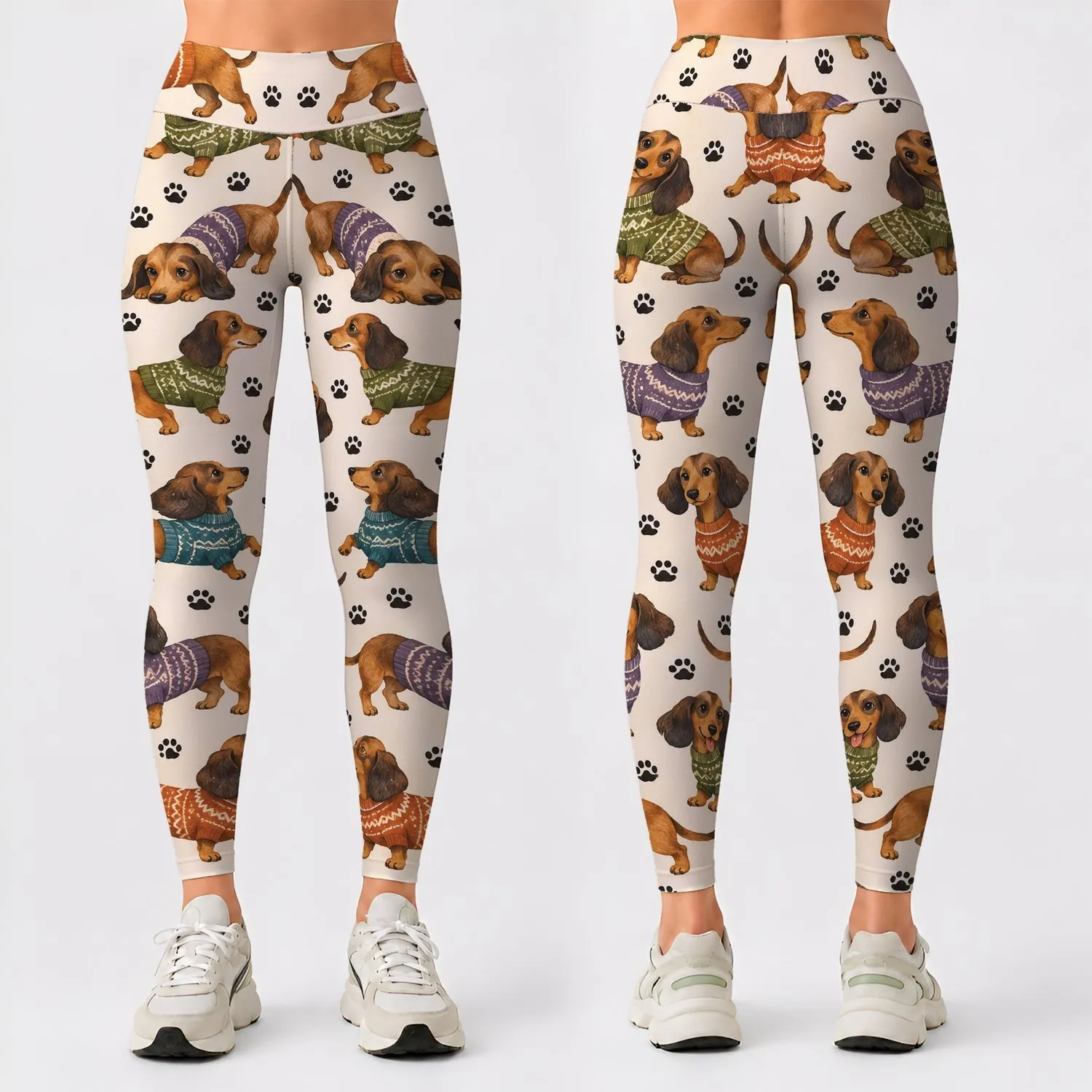 Colorful Sweater Dachshunds for Yoga, Pilates, and Everyday Adventures Leggings - 1