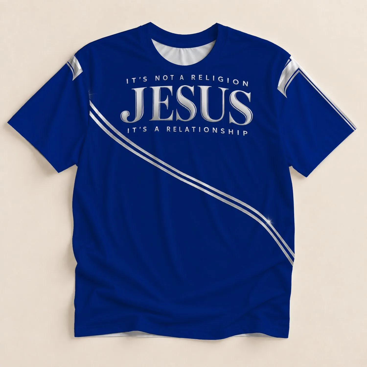 Silver Cross Faith Message for Church Worship, Fellowship, and Everyday Christian Wear All-over Print Unisex T-shirt - 1