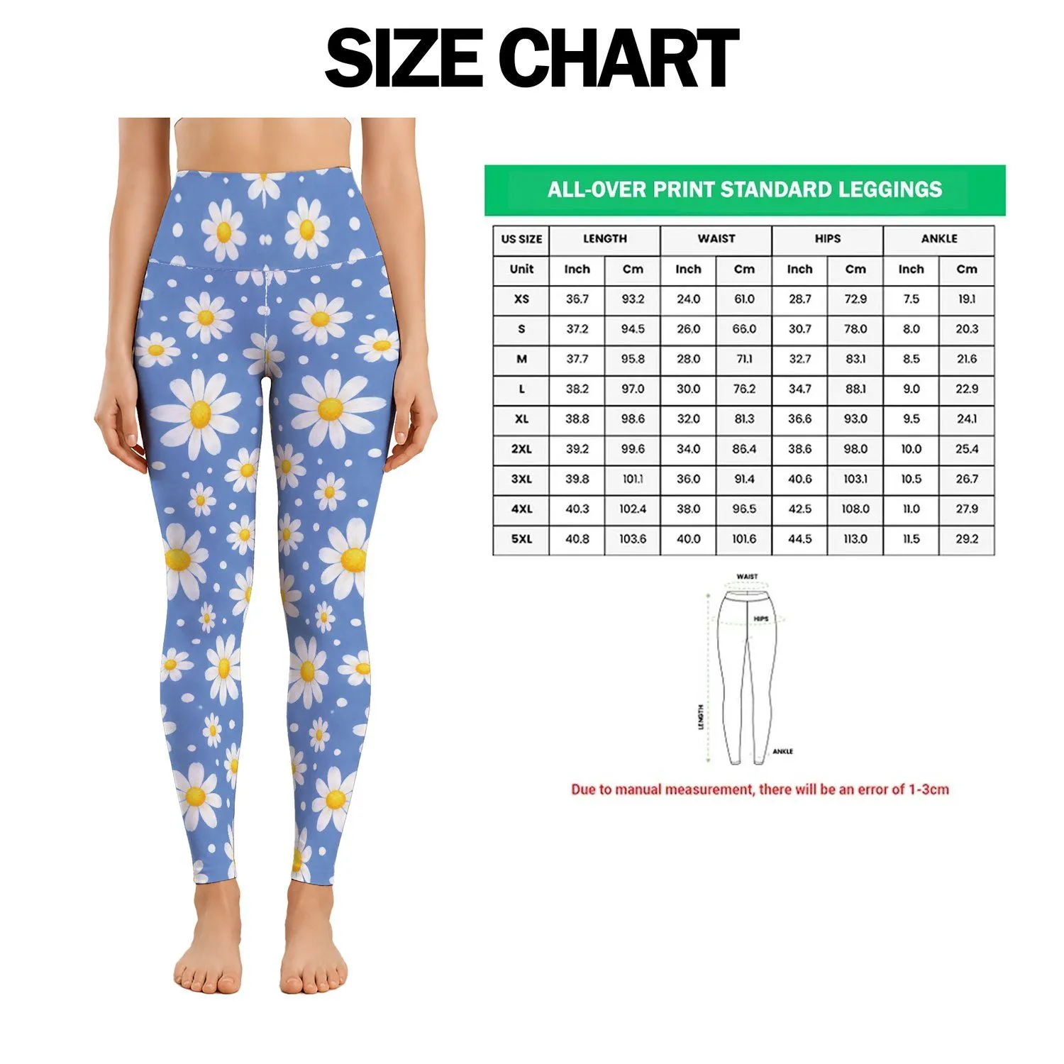 Periwinkle Daisy Blooms for Yoga Pilates and Sunny Casual Days for Women Leggings - 1
