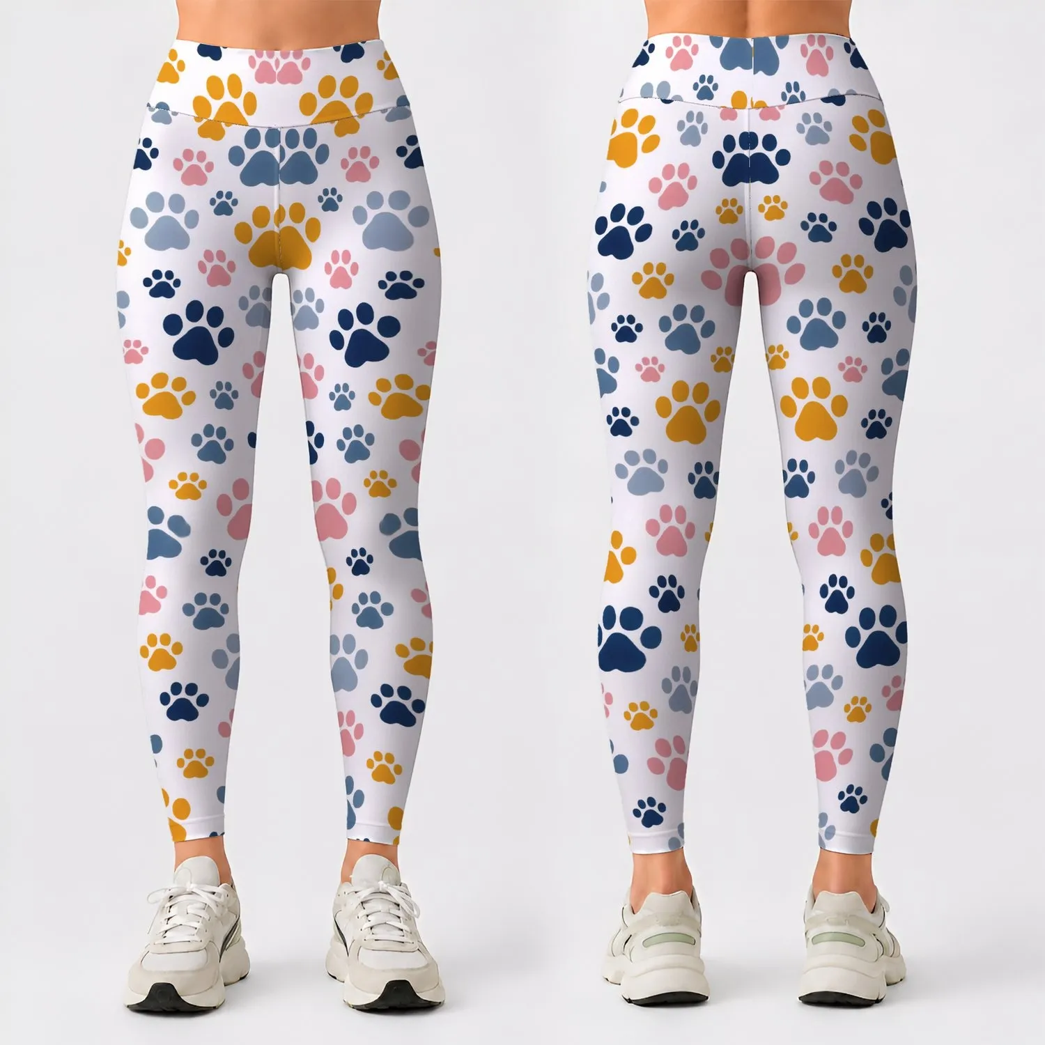 Colorful Paw Prints for Yoga, Pilates, and Everyday Activewear Leggings - 1