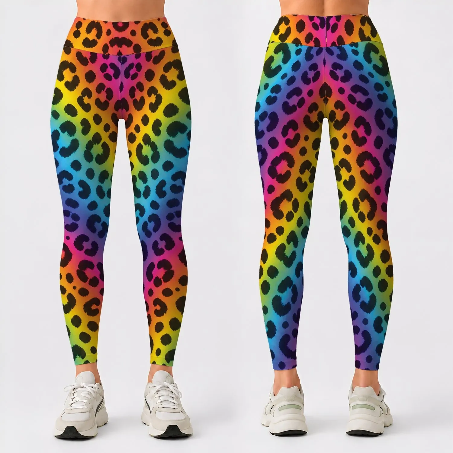Rainbow Leopard Spots for Yoga, Pilates, and Colorful Everyday Style Leggings - 1