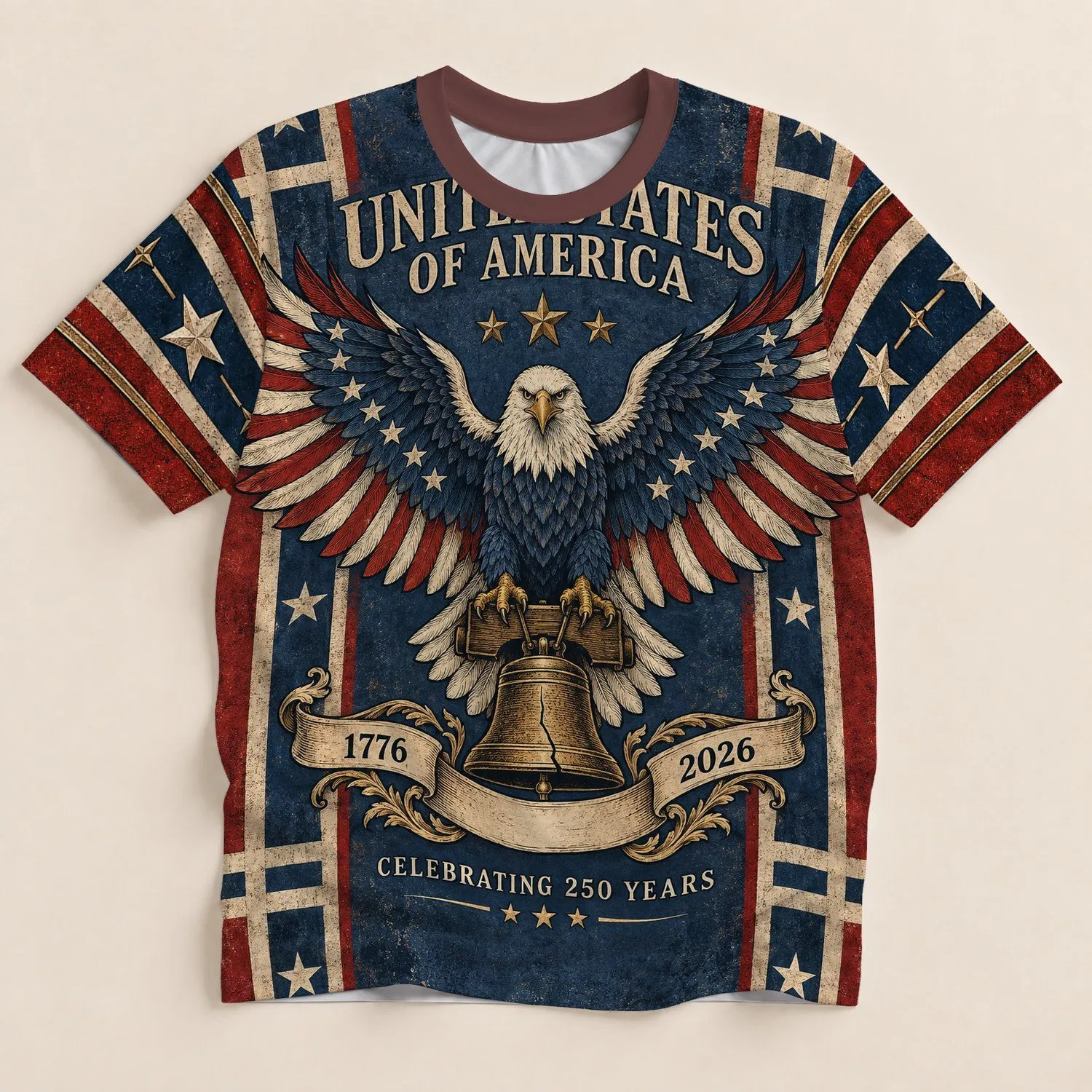 Bald Eagle 250th Anniversary Tribute for Independence Day and Patriotic Gatherings All-over Print Unisex T-shirt - 1