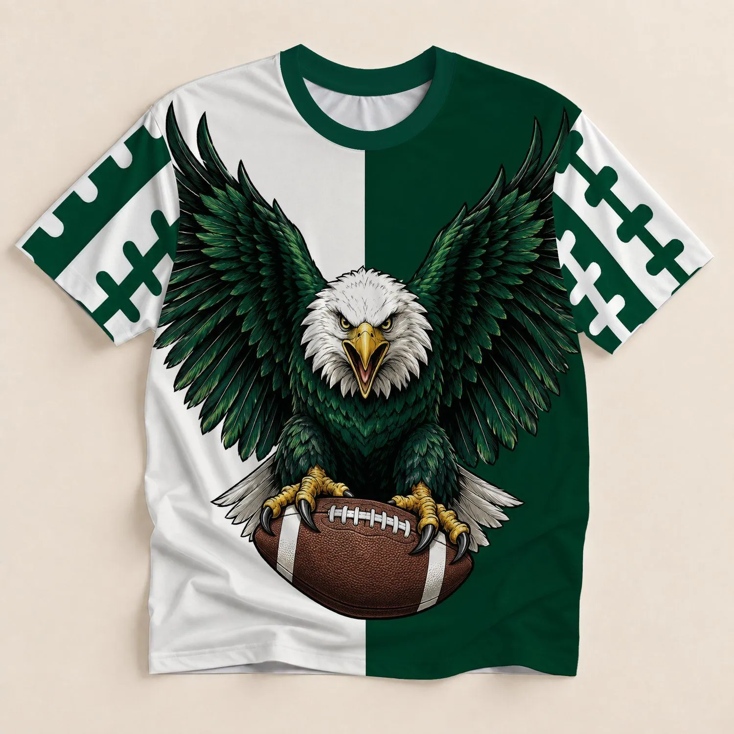 Bald Eagle Clutching Football for Game Day Tailgates and Weekend Football Fans All-over Print Unisex T-shirt - 1
