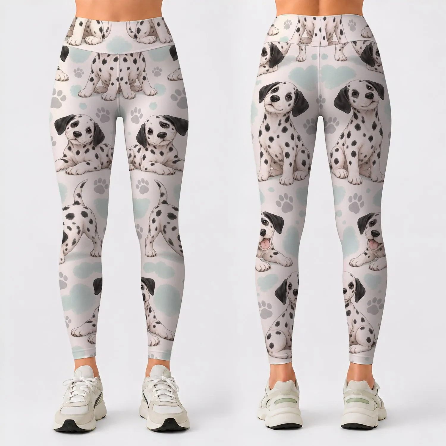 Dalmatian Puppy Paw Motifs for Playful Workouts and Casual Active Days Leggings - 1