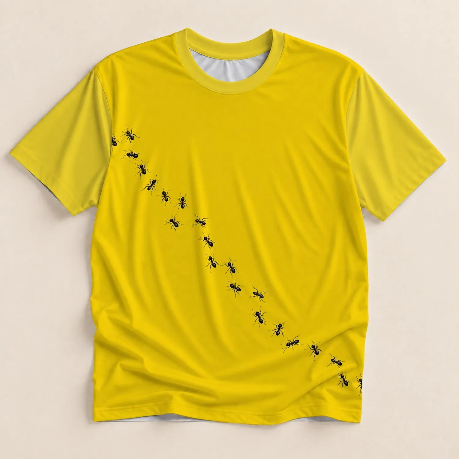 Black Ant Trail on Sunlit Yellow for Everyday Casual Style for Nature Lovers All-over Print Unisex T-shirt - 1