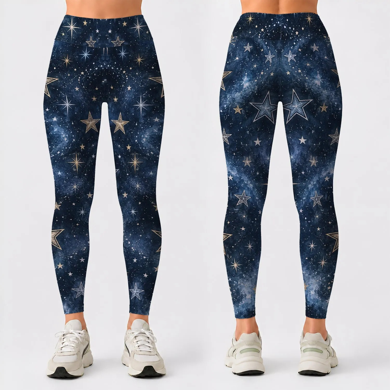 Silver And Gold Celestial Stars For Yoga, Pilates And Everyday Wear Leggings - 1