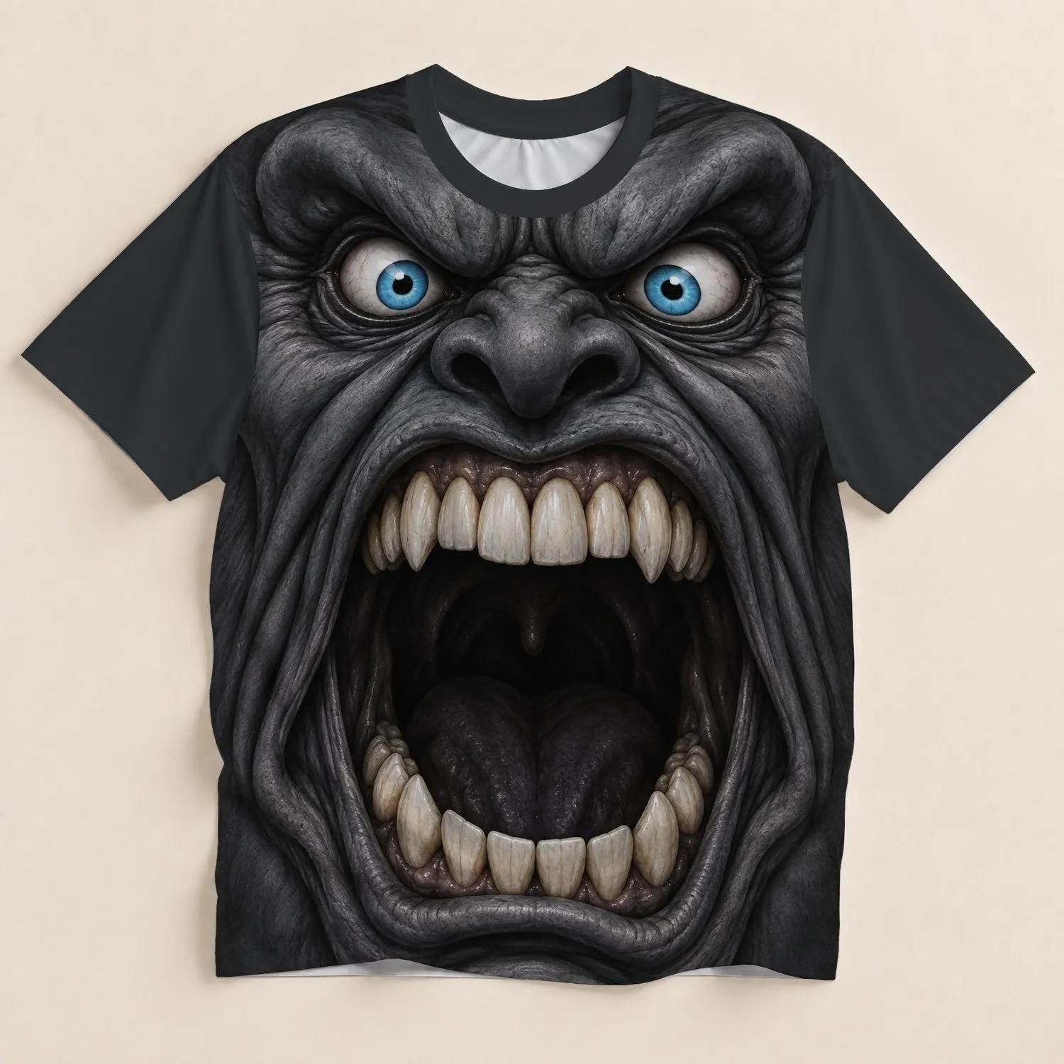 Giant Monster Mouth Optical Illusion for Halloween Parties and Bold Costume Fun All-over Print Unisex T-shirt - 1