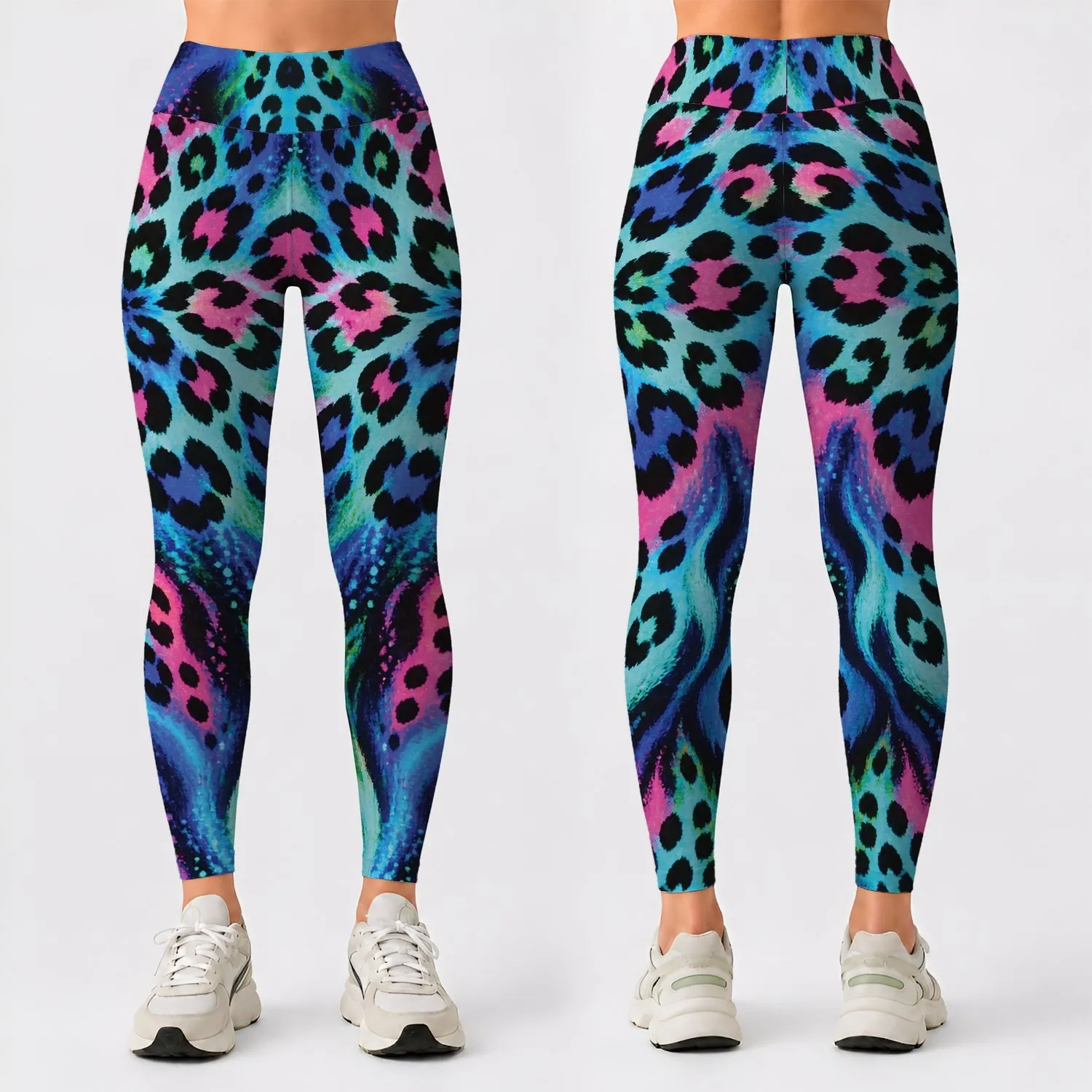 Vibrant Neon Leopard Camo Colors For Yoga, Cycling And Gym Training For Women Leggings - 1