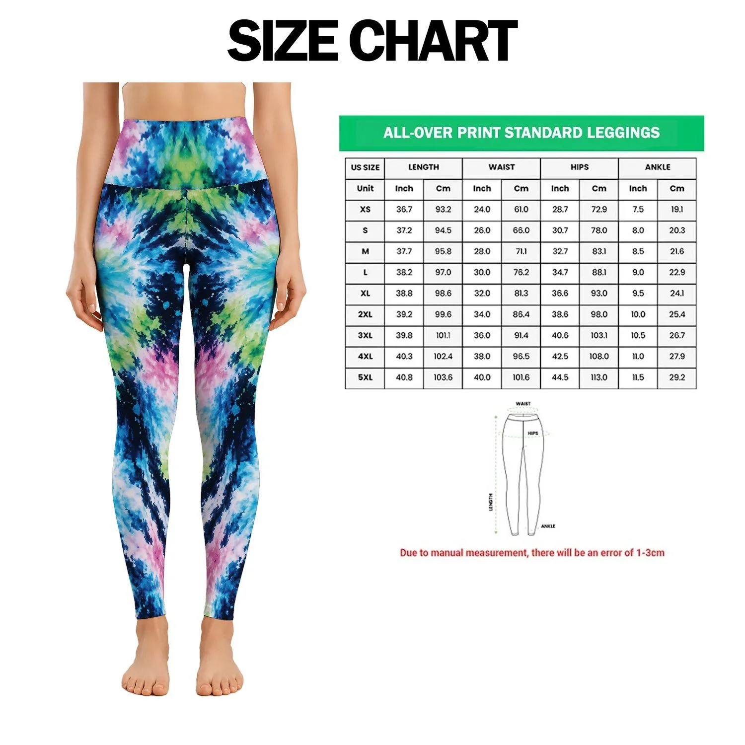 Neon Tie-Dye Brushstrokes for Yoga, Gym Training and Outdoor Fitness Enthusiasts Leggings - 1